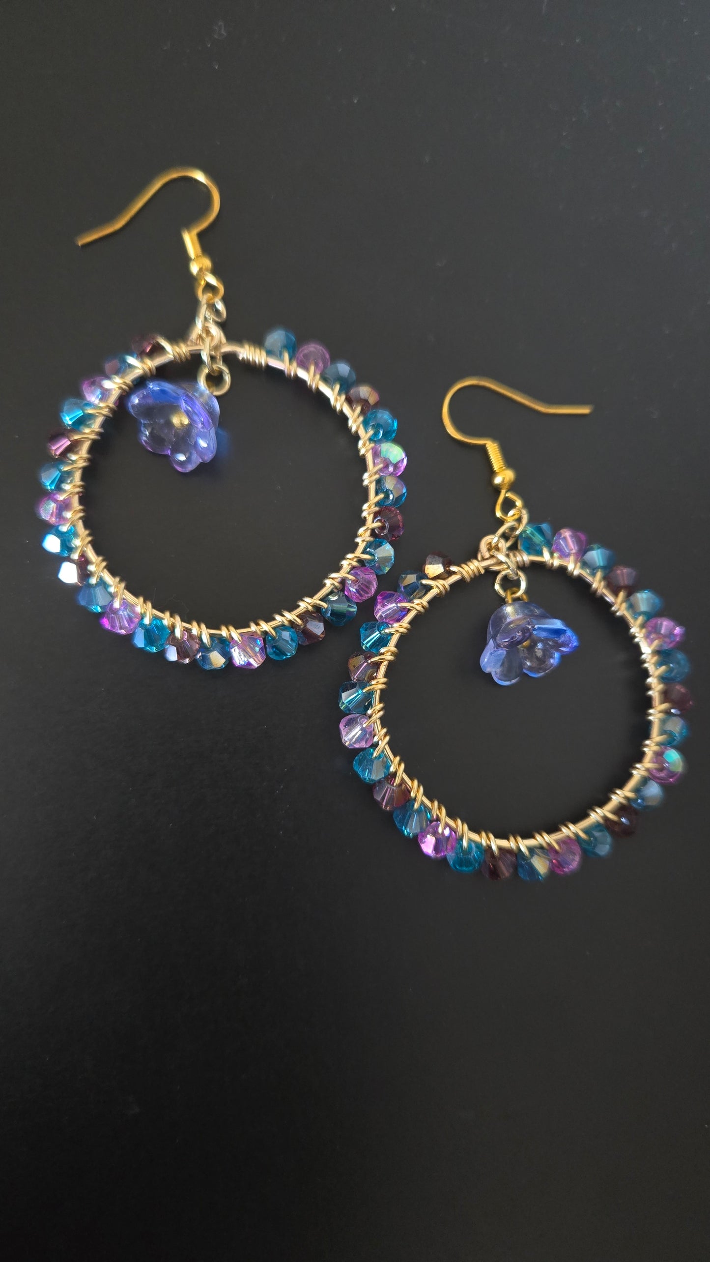 Galaxy Bellflower Wire-wrapped Earrings