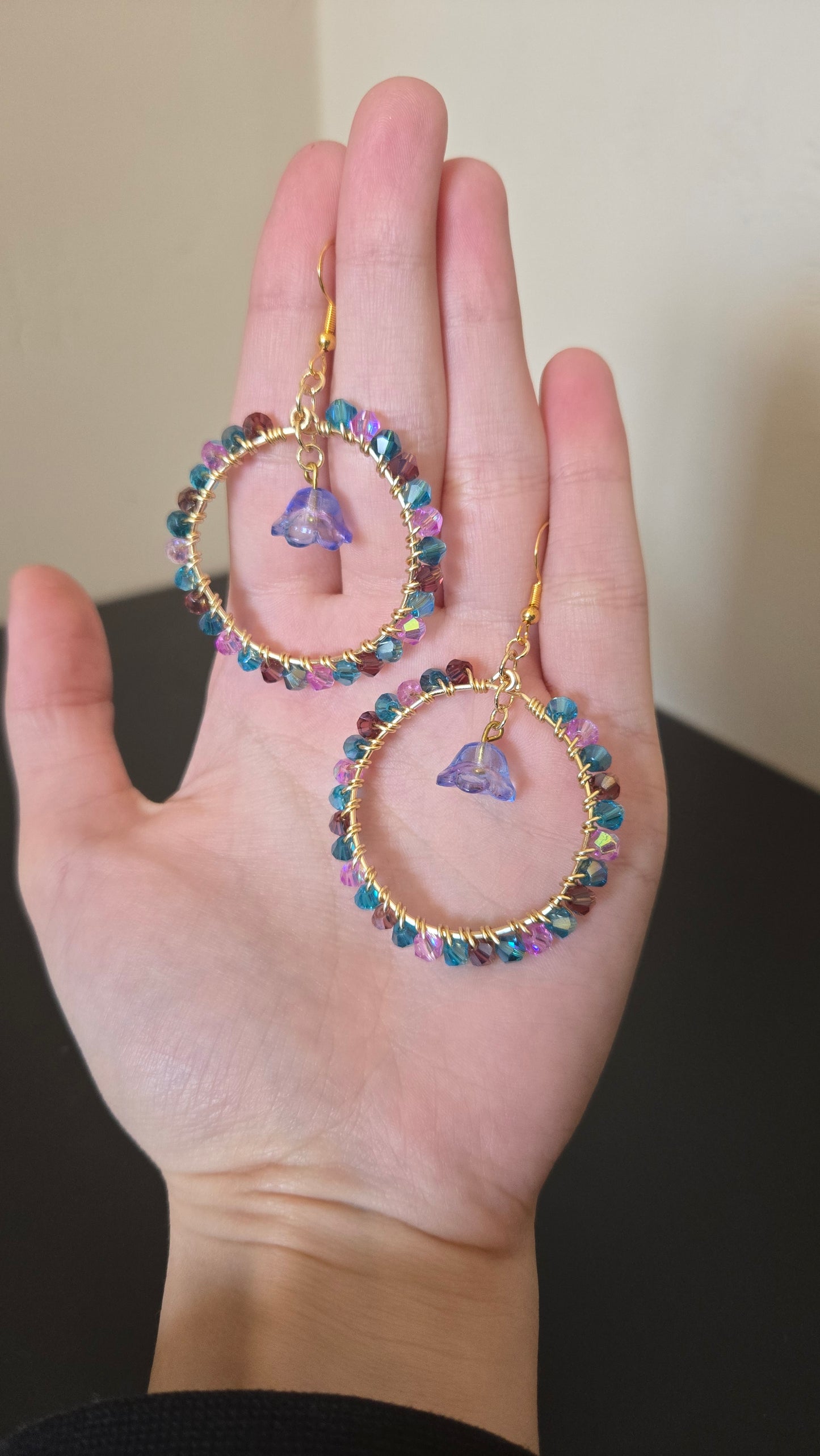 Galaxy Bellflower Wire-wrapped Earrings