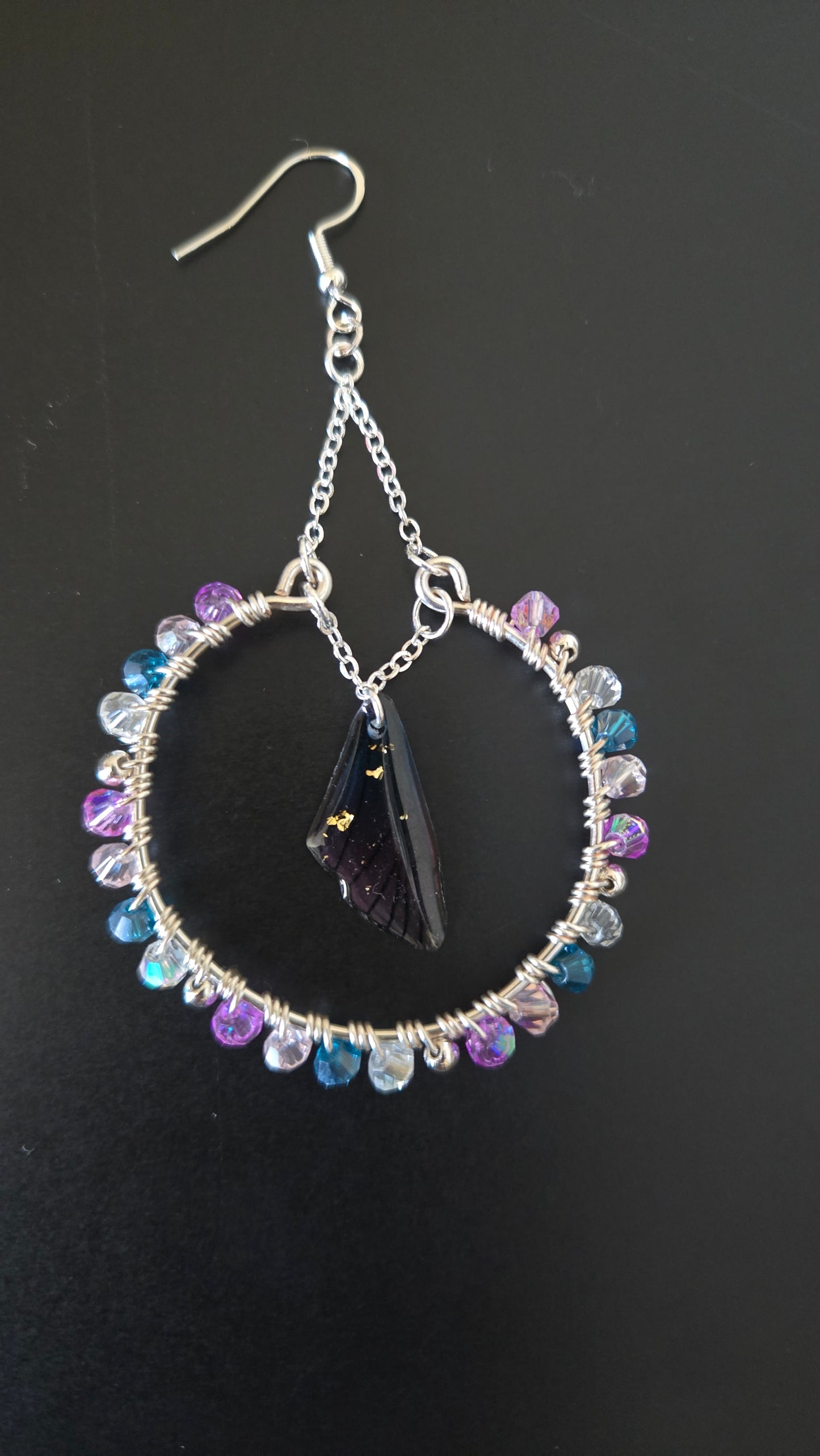 Galaxy Butterfly Wing Wire-wrapped Earrings