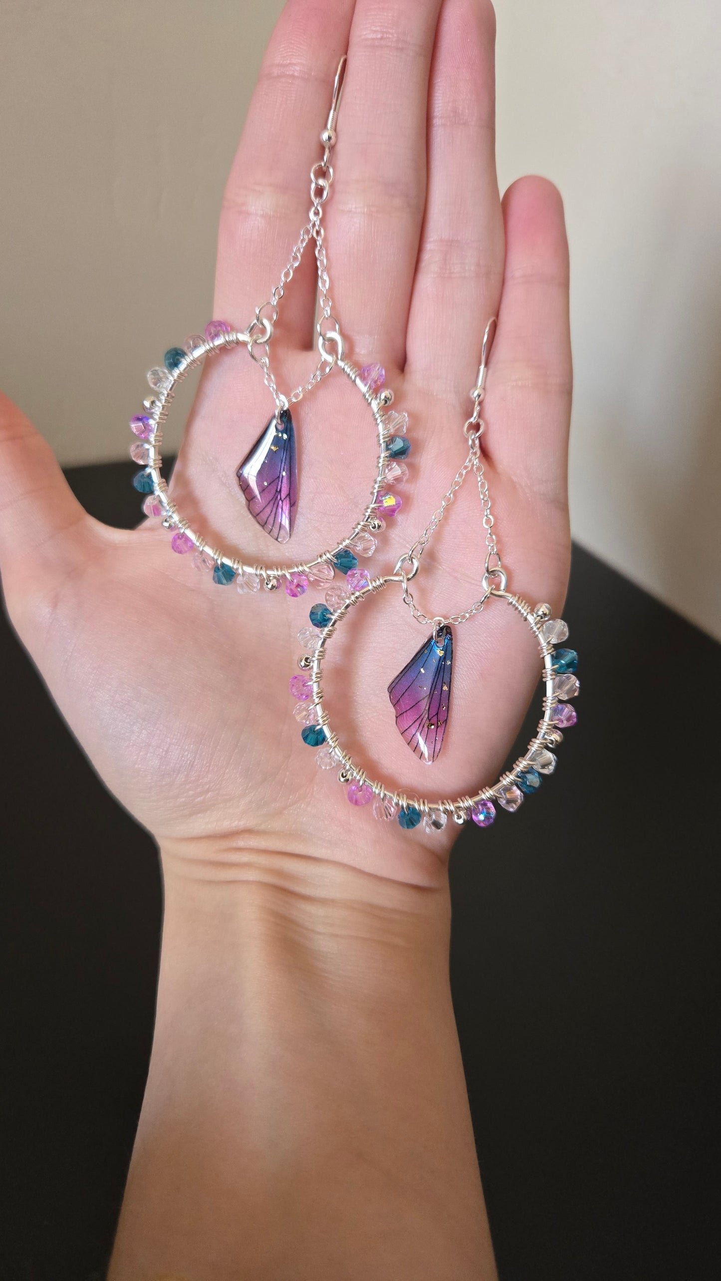 Galaxy Butterfly Wing Wire-wrapped Earrings