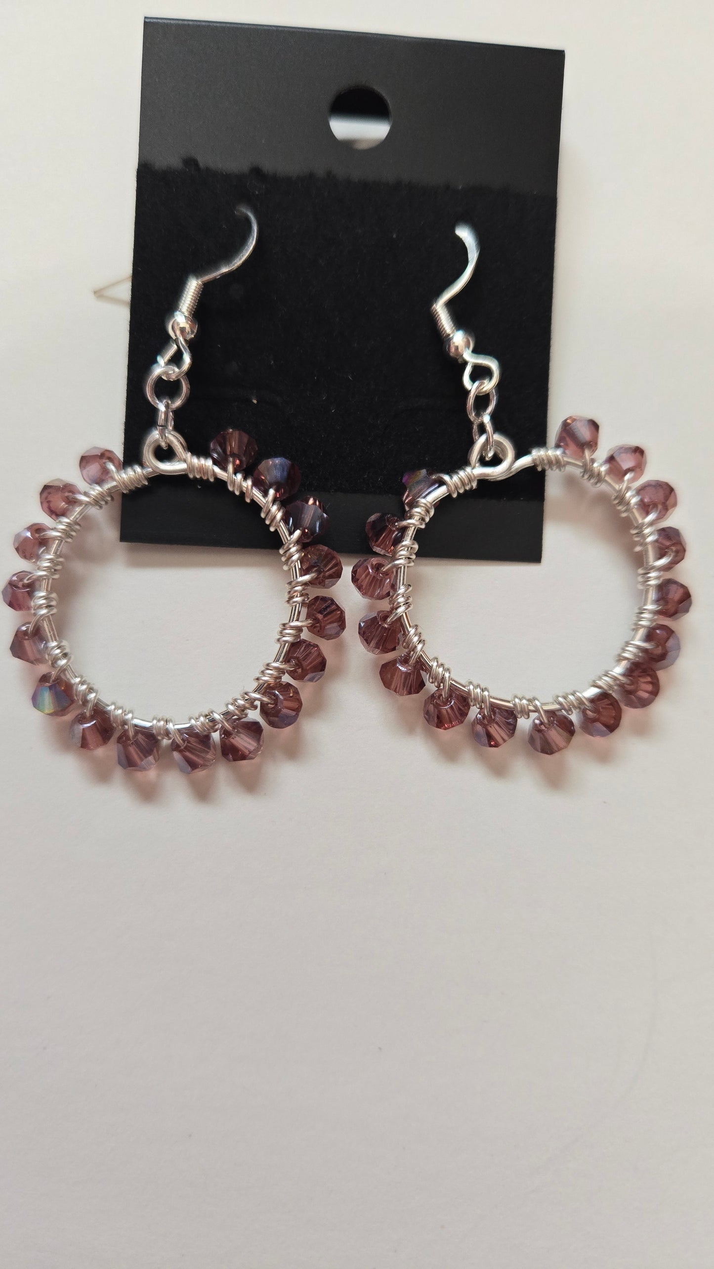 Mauve Small Wire-wrapped Earrings