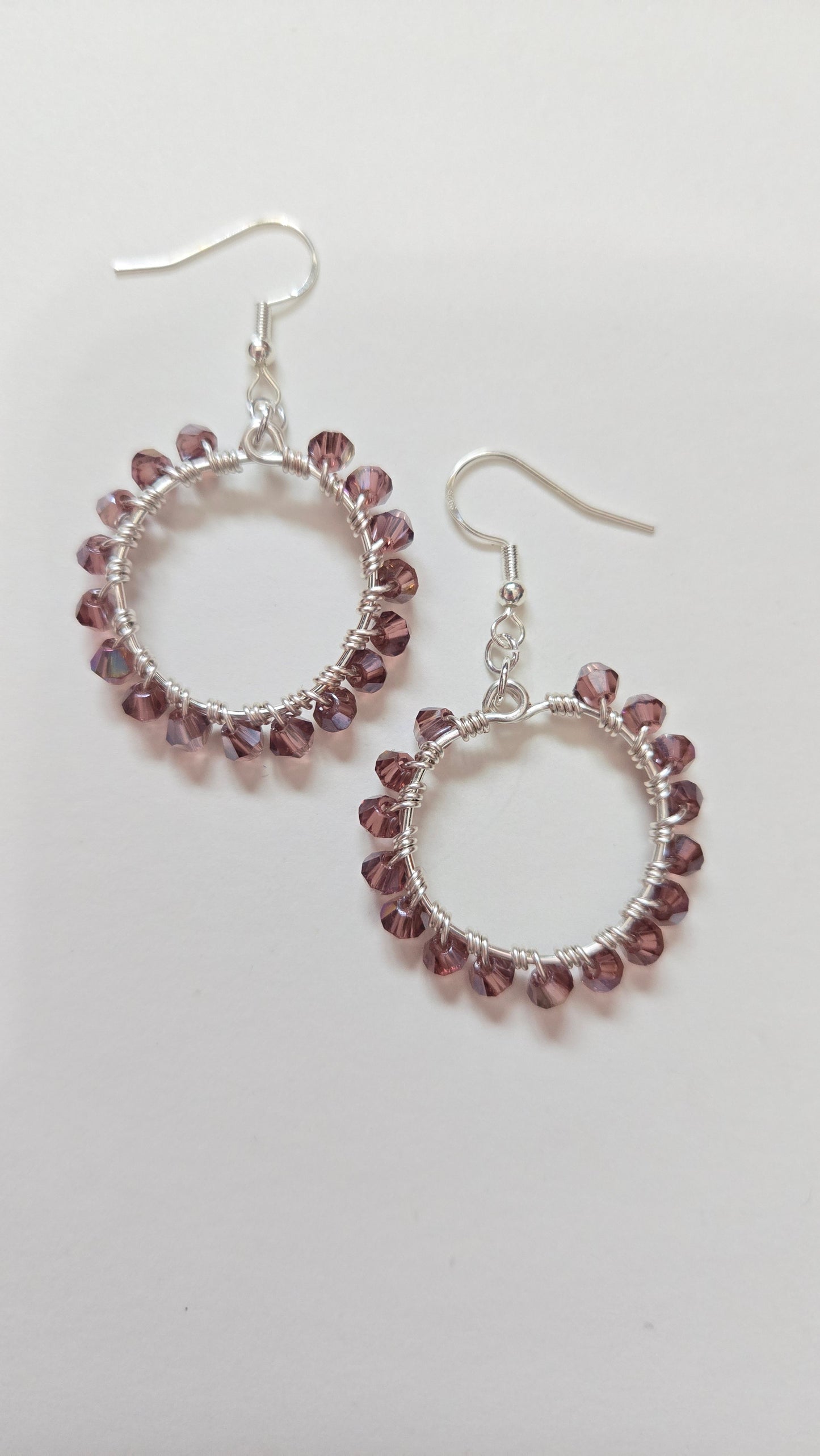 Mauve Small Wire-wrapped Earrings