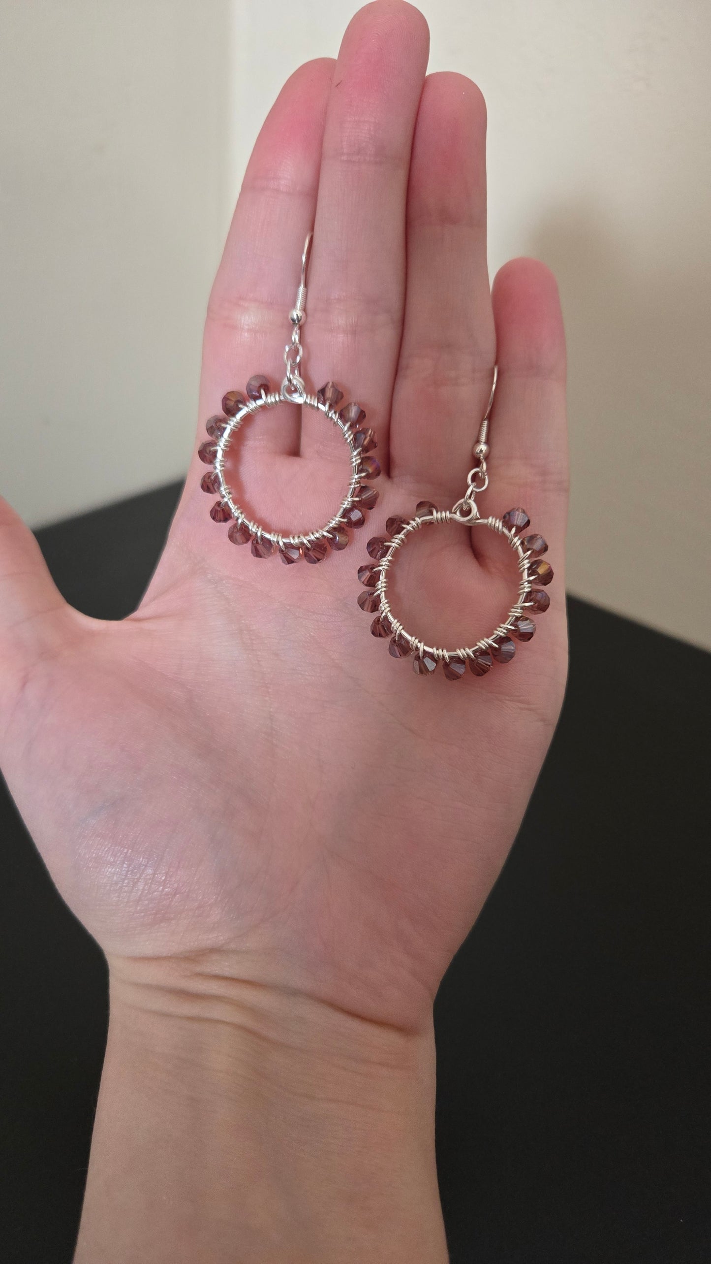 Mauve Small Wire-wrapped Earrings