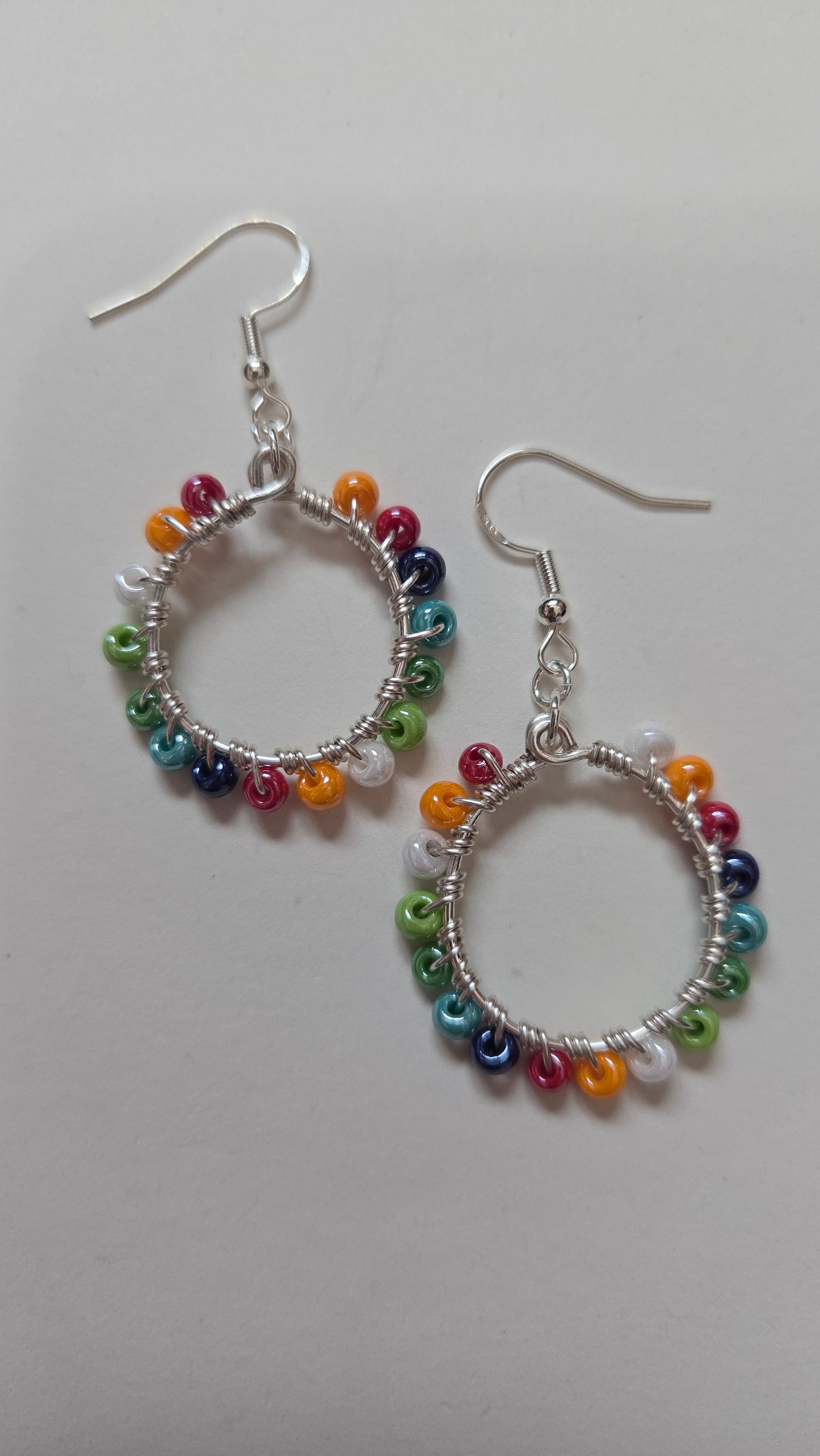 Rainbow Small Wire-wrapped Earrings