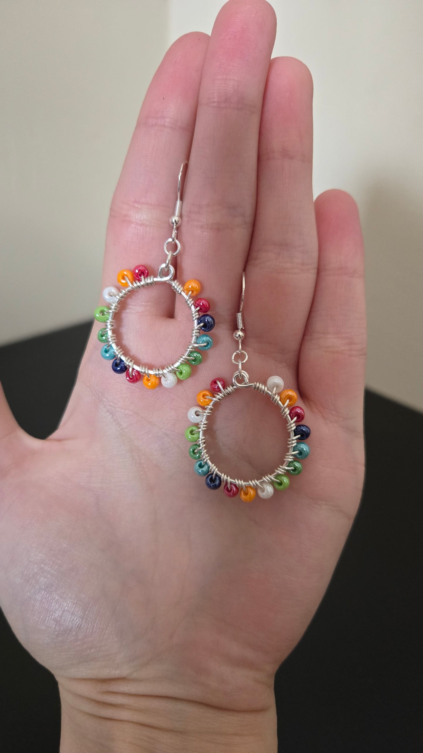 Rainbow Small Wire-wrapped Earrings