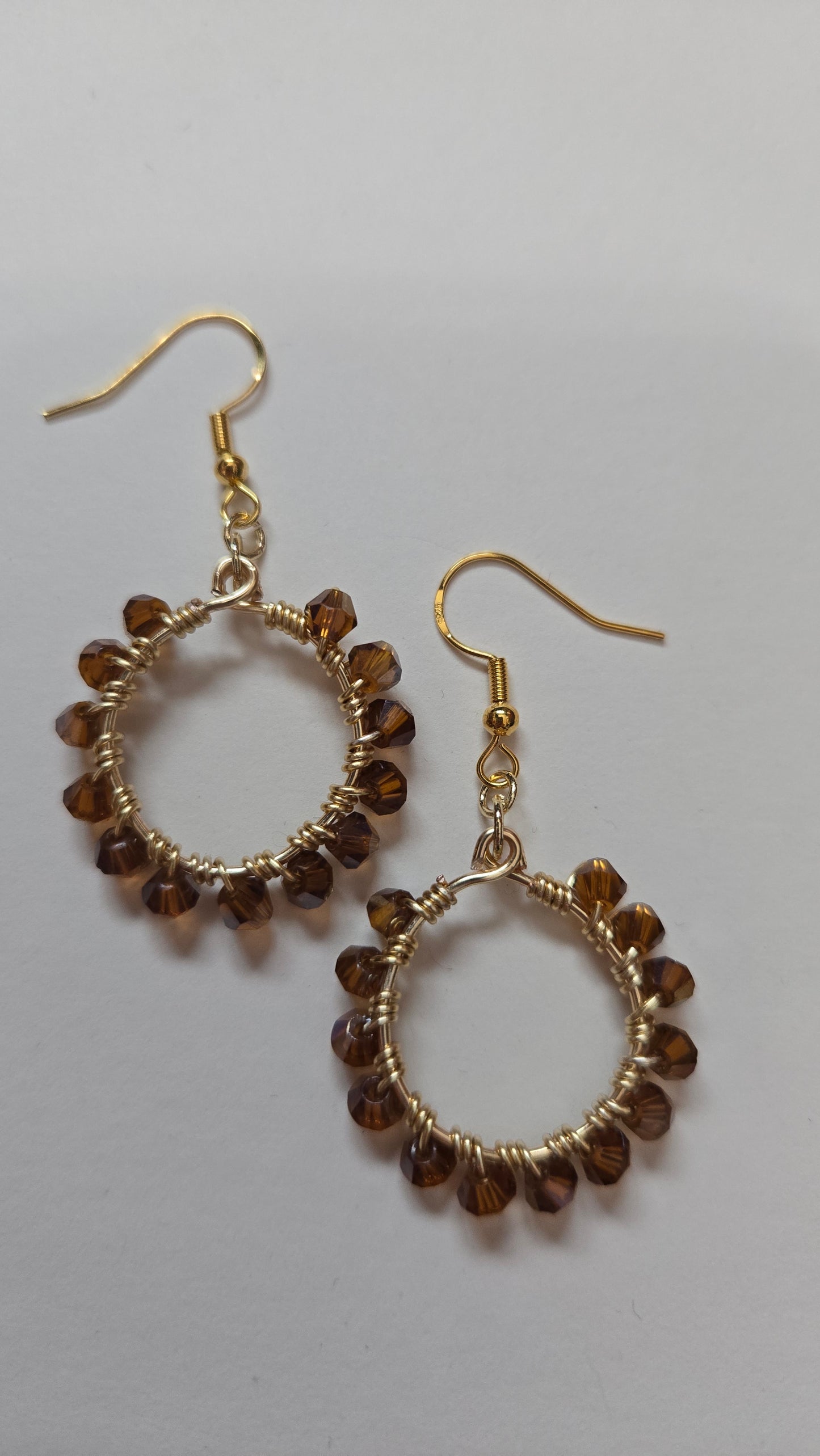 Brown Small Wire-wrapped Earrings