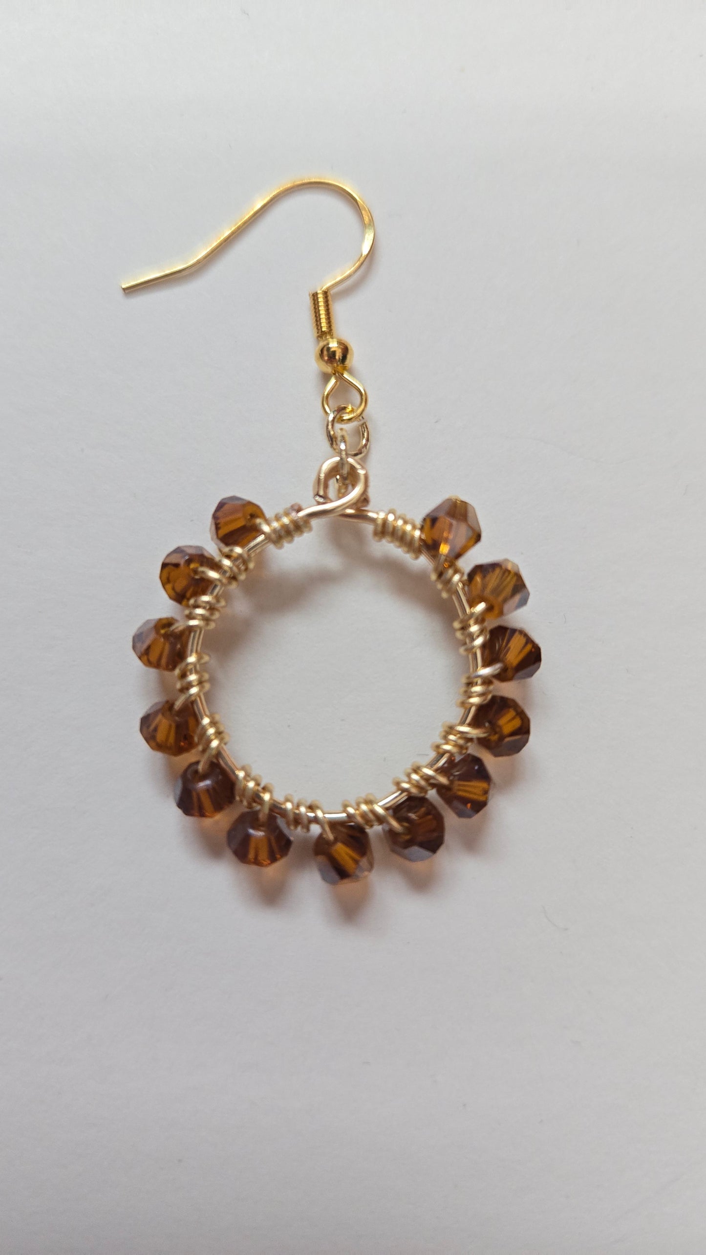 Brown Small Wire-wrapped Earrings