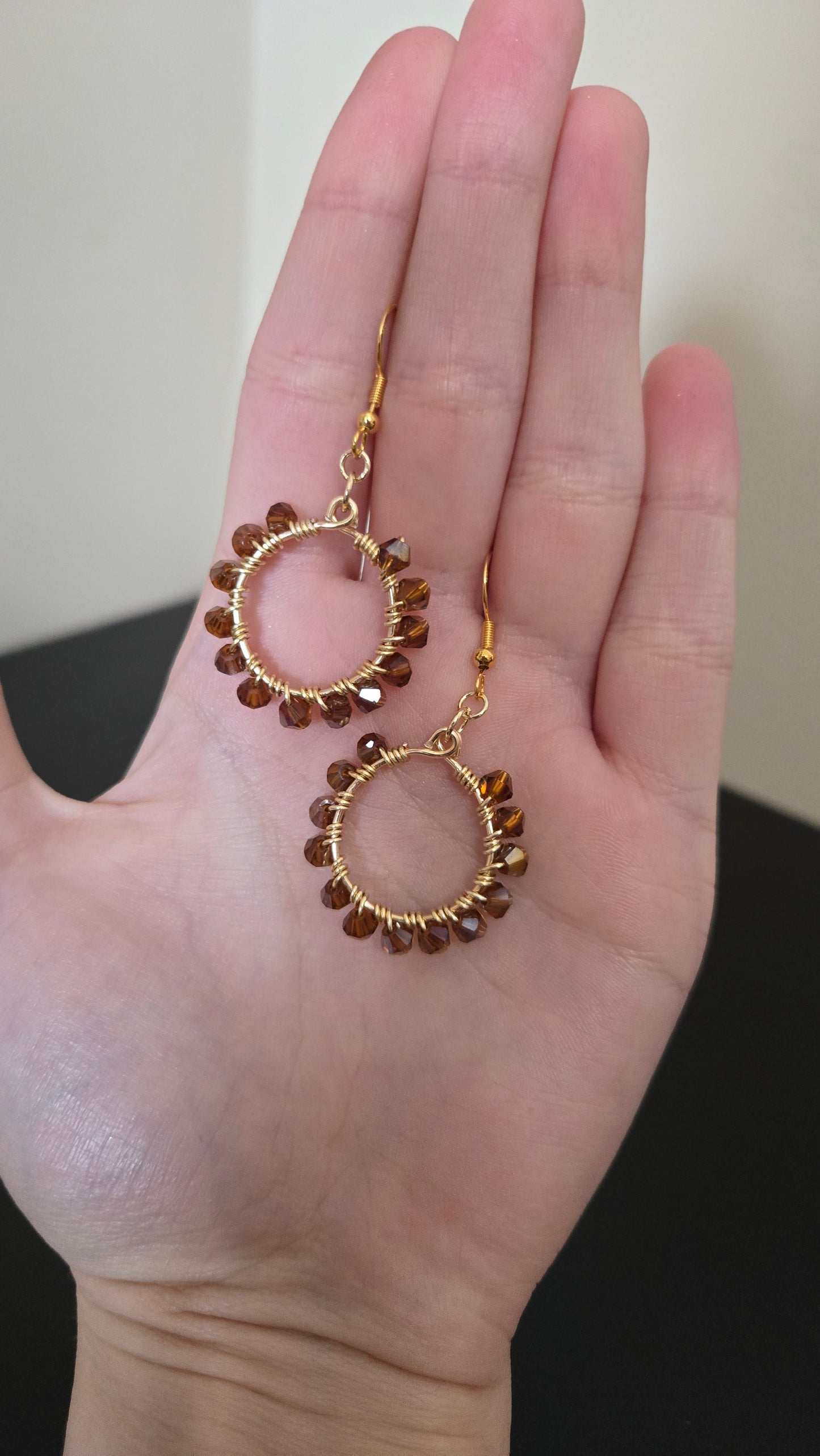 Brown Small Wire-wrapped Earrings