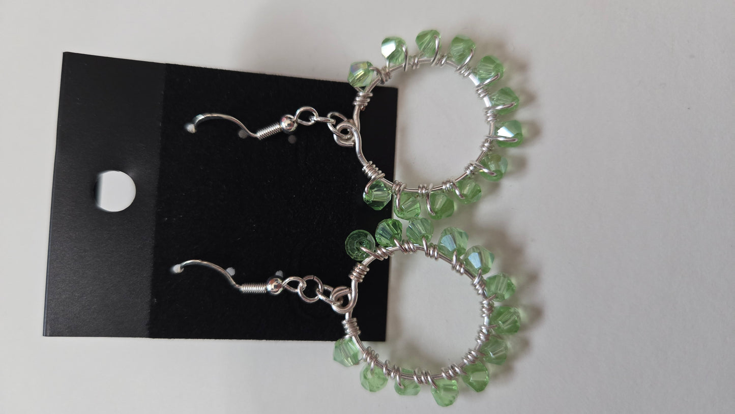 Green Small Wire-wrapped Earrings