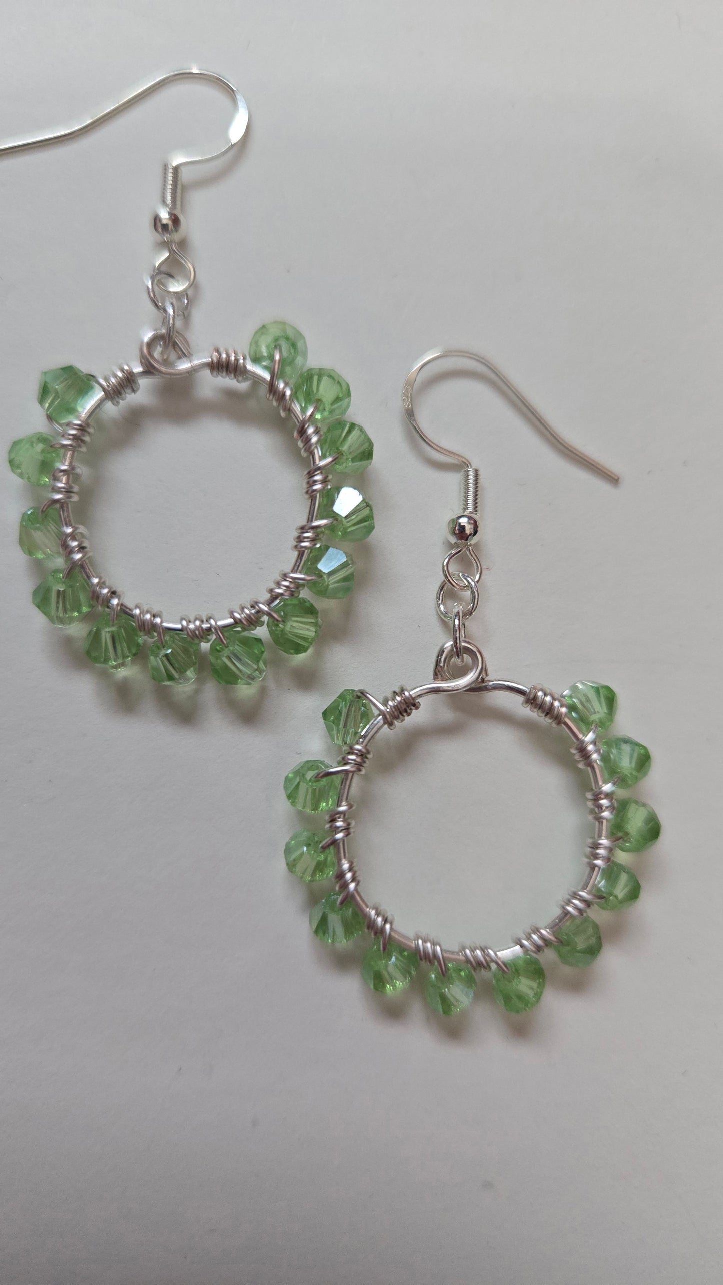 Green Small Wire-wrapped Earrings