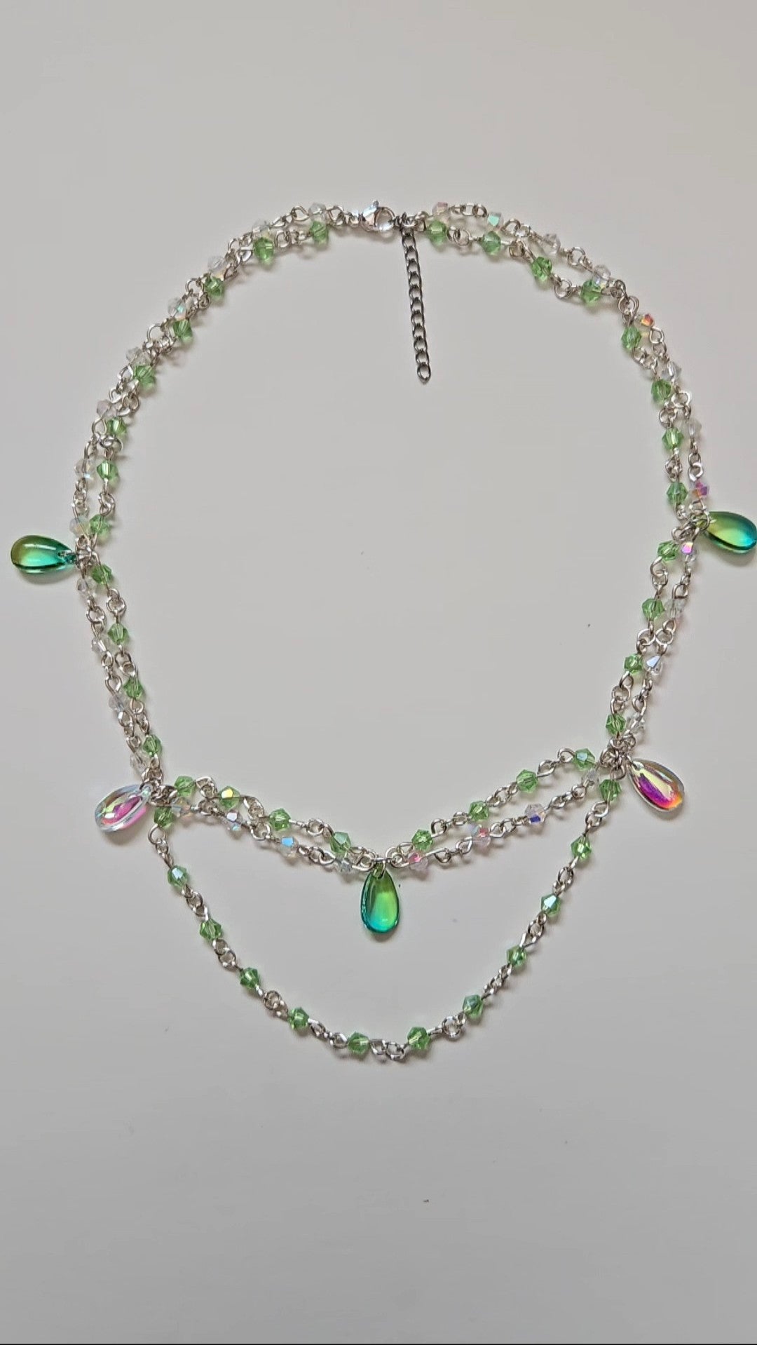 Chained Green Teardrop Necklace