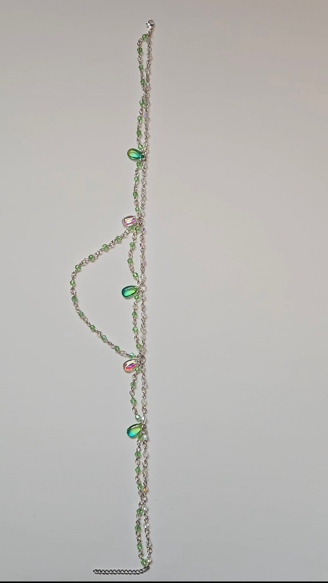 Chained Green Teardrop Necklace