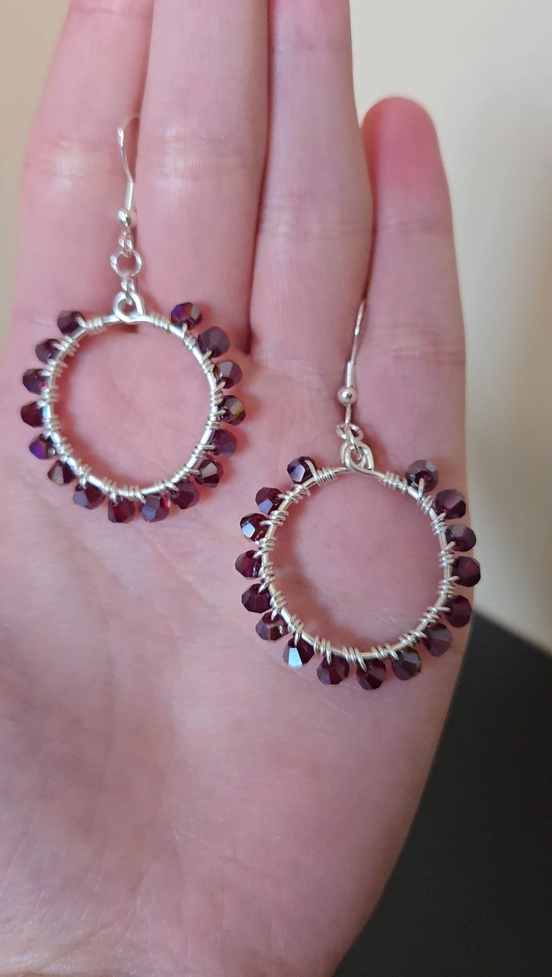 Crimson Small Wire-wrapped Earrings