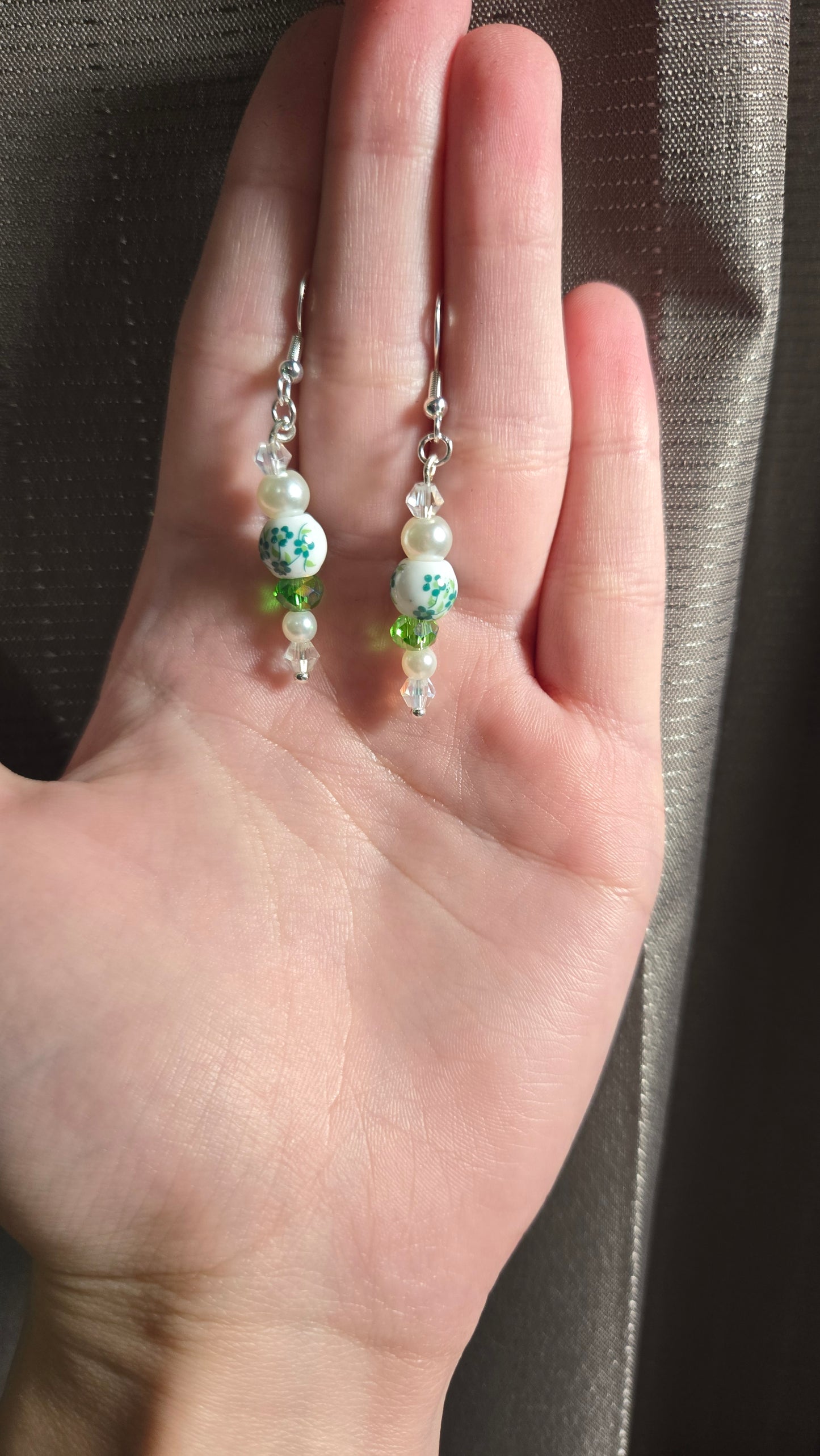 Green Floral Ceramic Simple Earrings