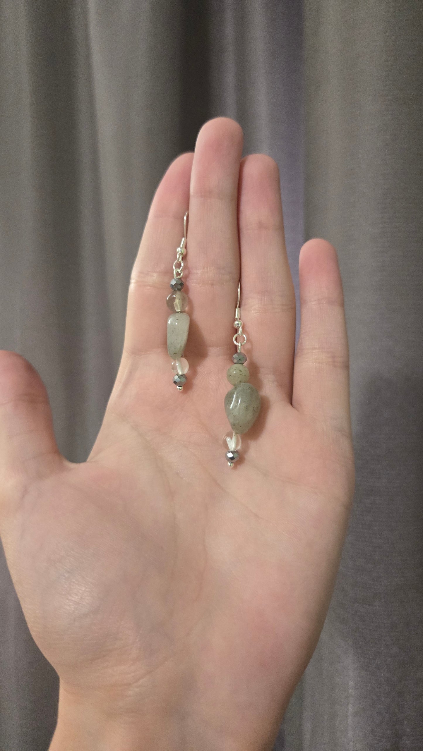 Grey Stone Simple Earrings