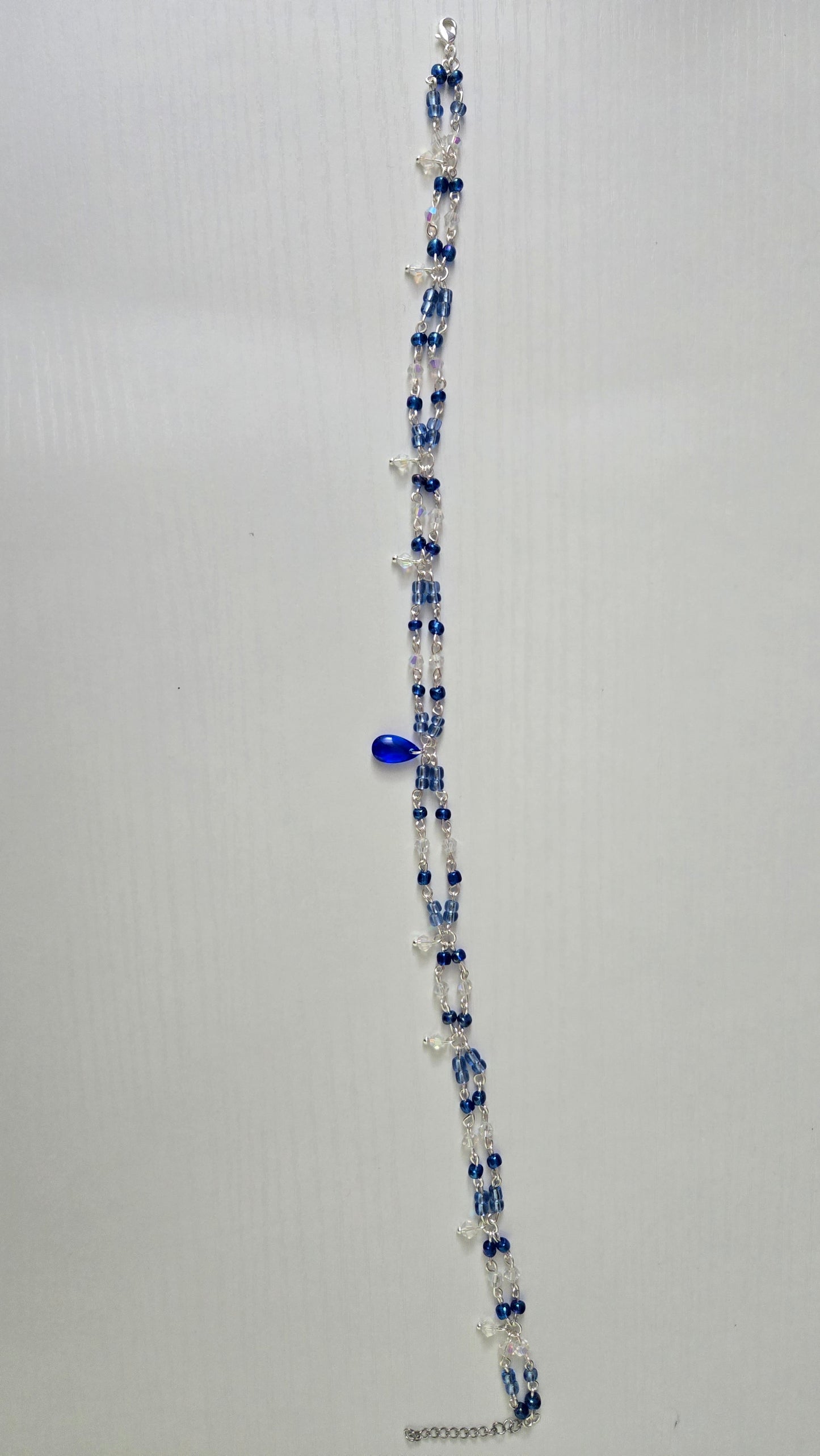 Blue Teardrop Double Layered Necklace