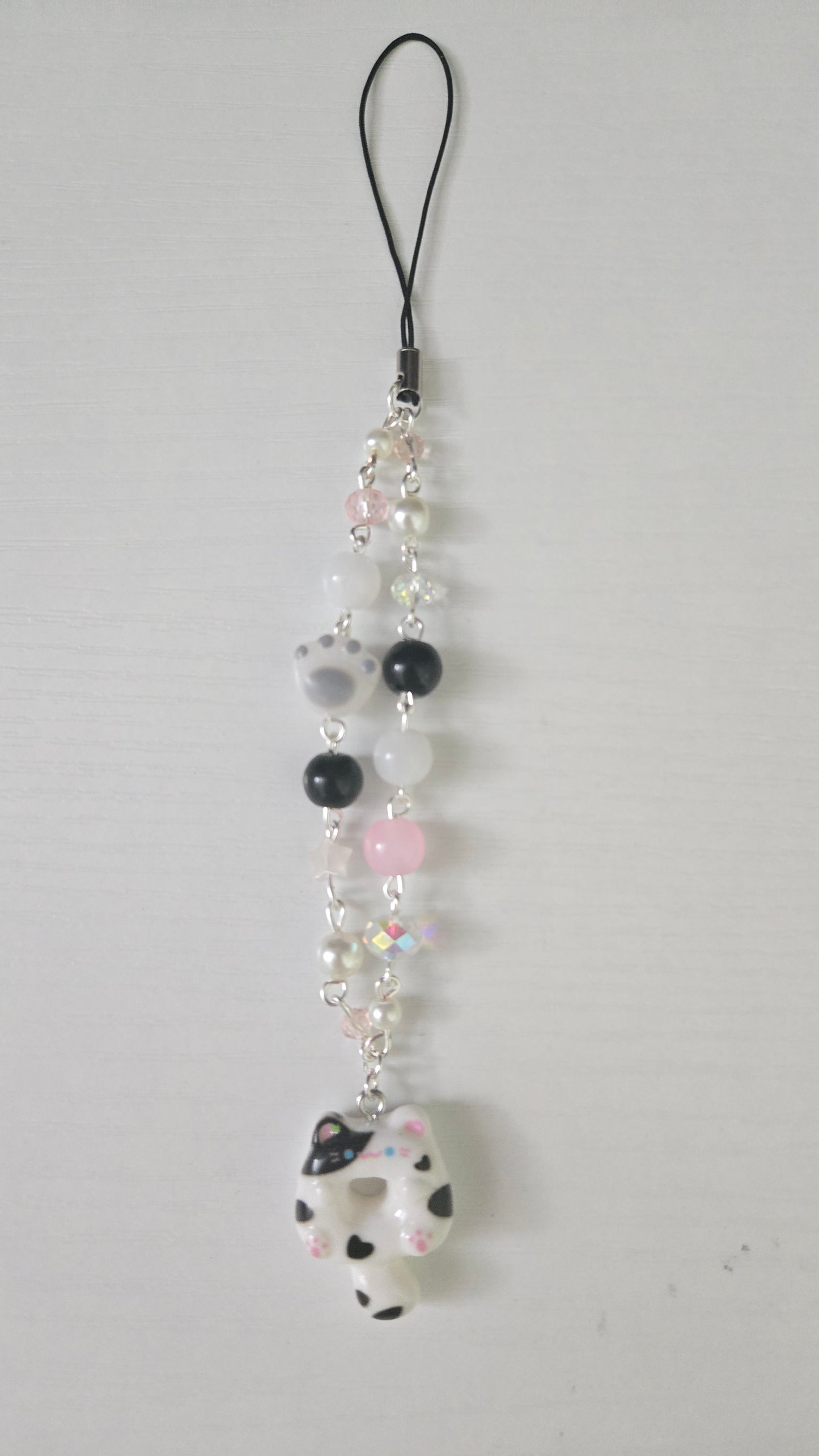 Black and White Cat Donut Phone Charm