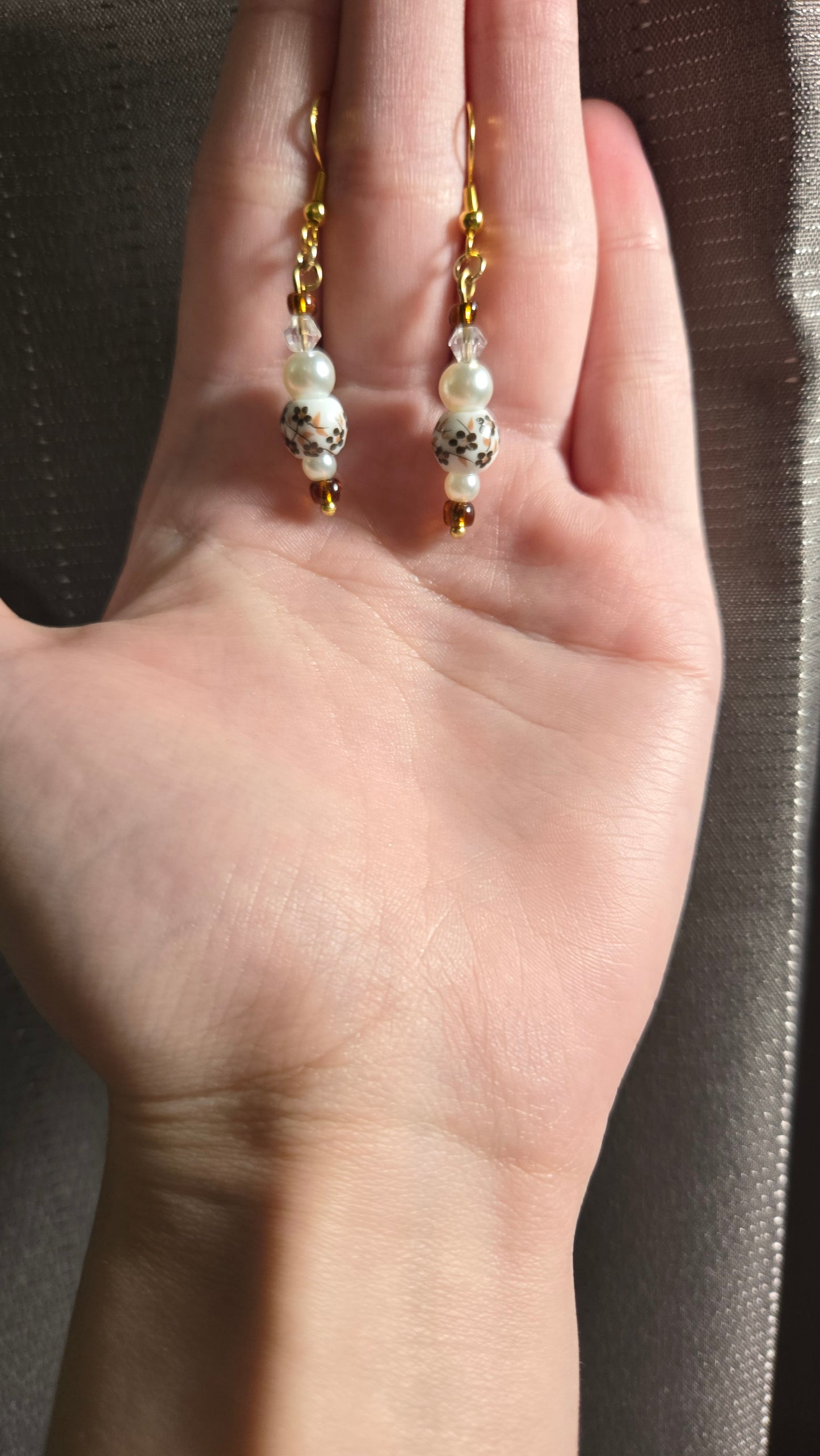 Brown Floral Ceramic Simple Earrings