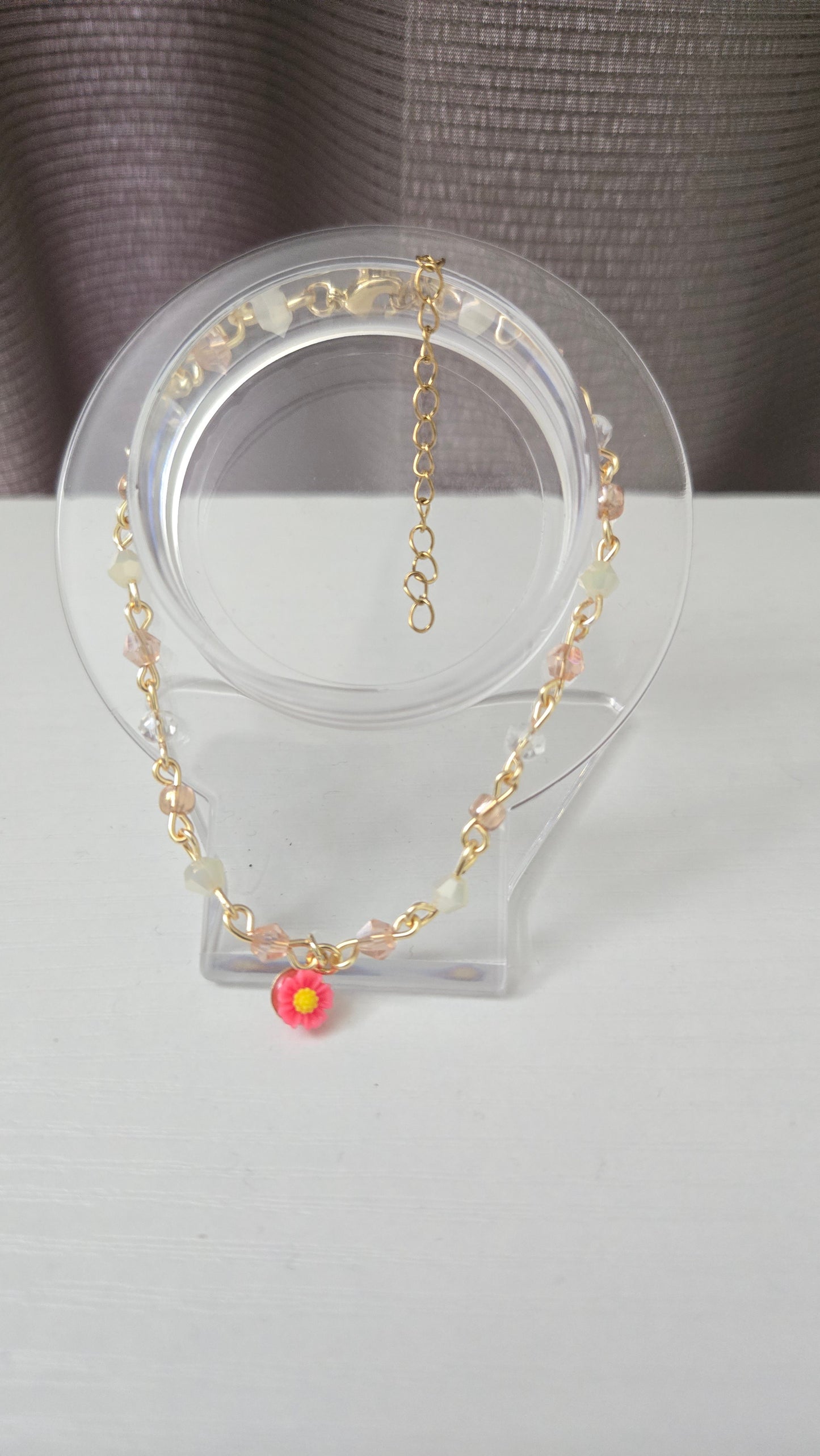 Bright Pink Daisy Bracelet