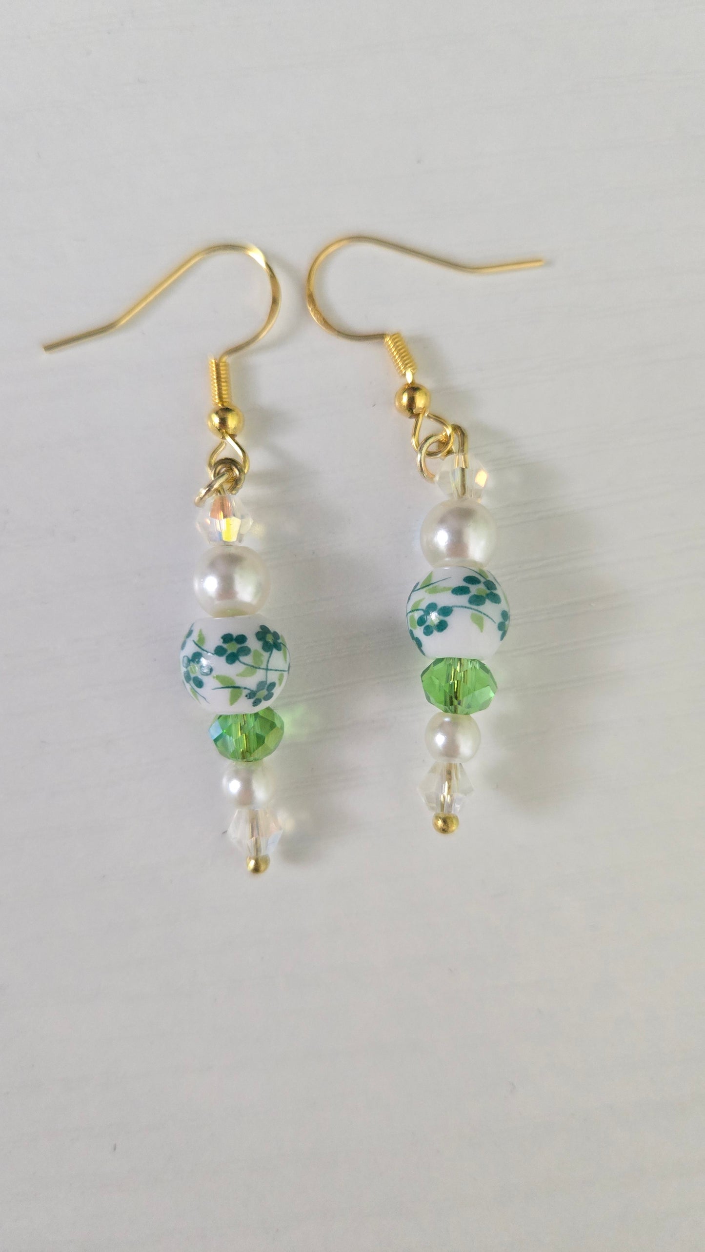 Green Floral Ceramic Simple Earrings