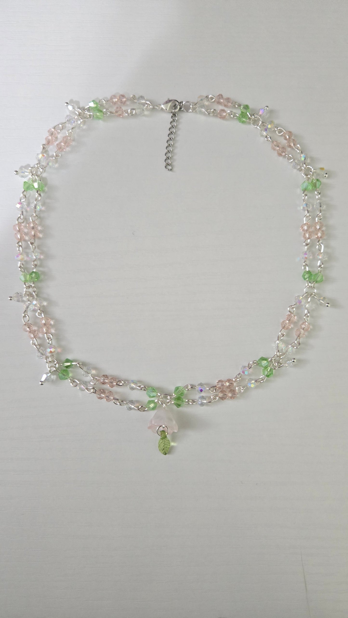 Pink Bellflower Double Layer Necklace