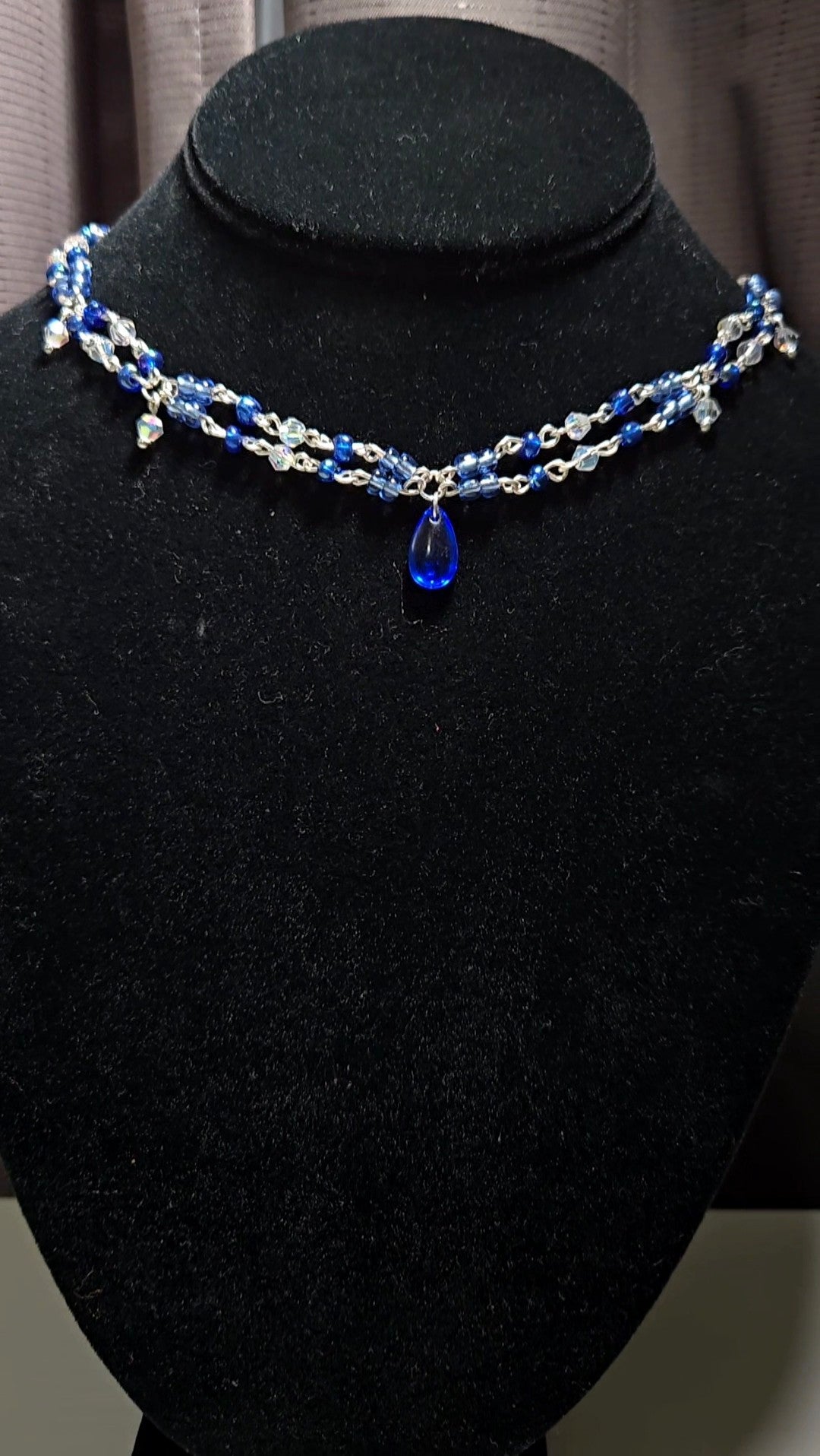 Blue Teardrop Double Layered Necklace