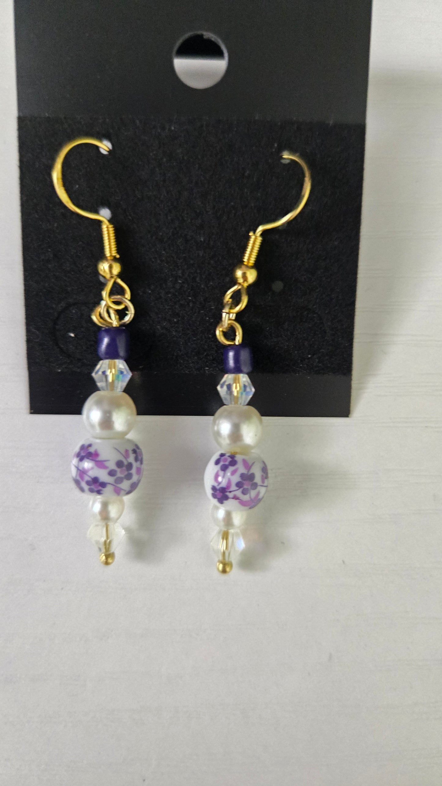 Purple Floral Ceramic Simple Earrings