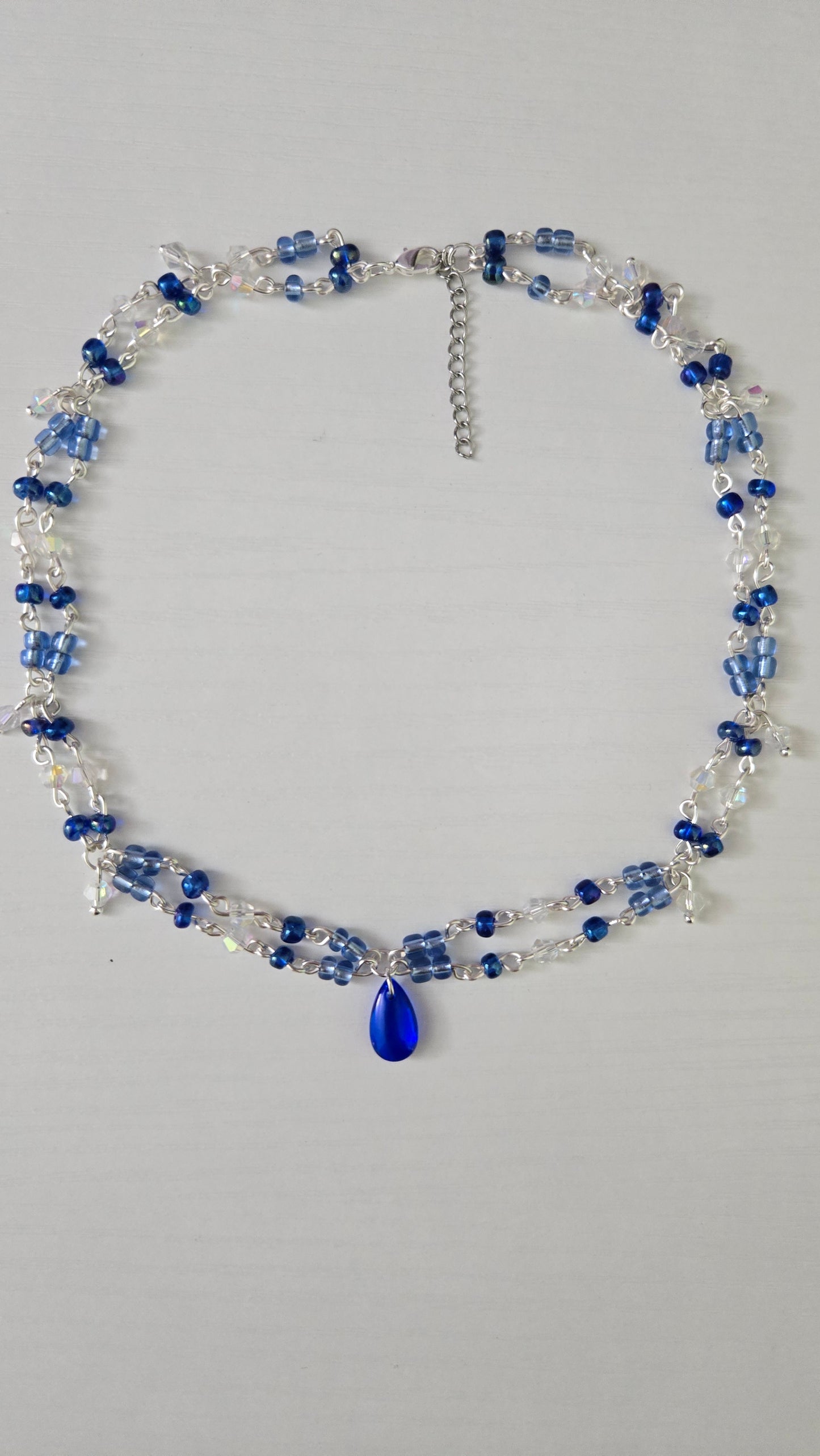 Blue Teardrop Double Layered Necklace