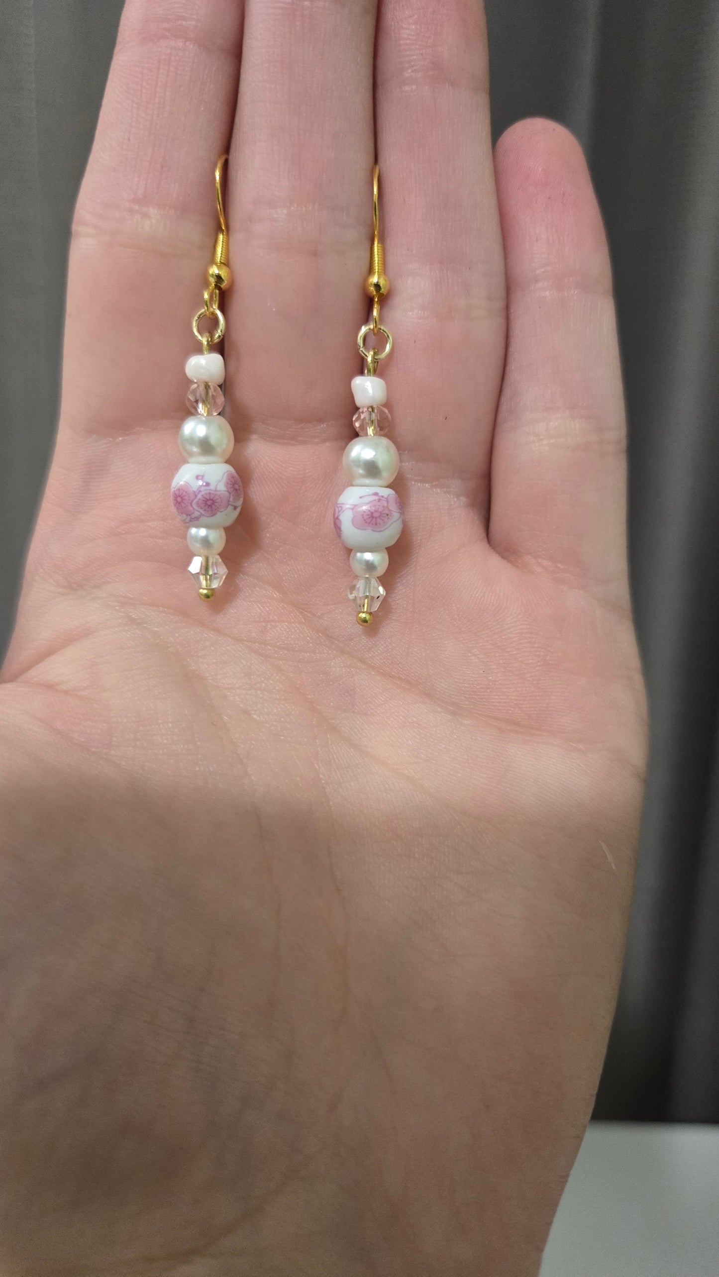Pink Floral Ceramic Simple Earrings