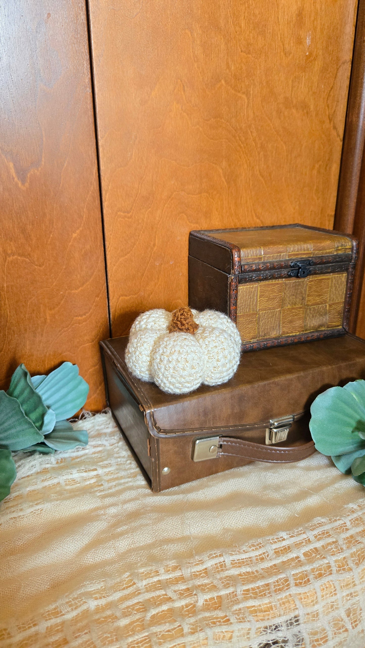 Made To Order Sparkle Ivory Crochet Pumpkins