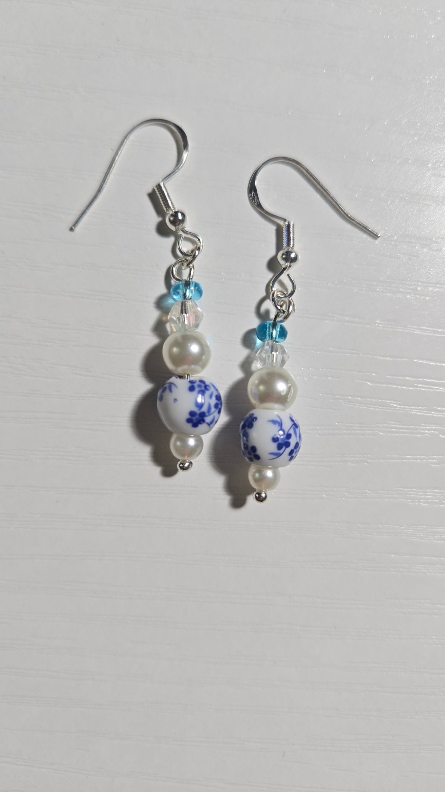 Blue Floral Ceramic Simple Earrings
