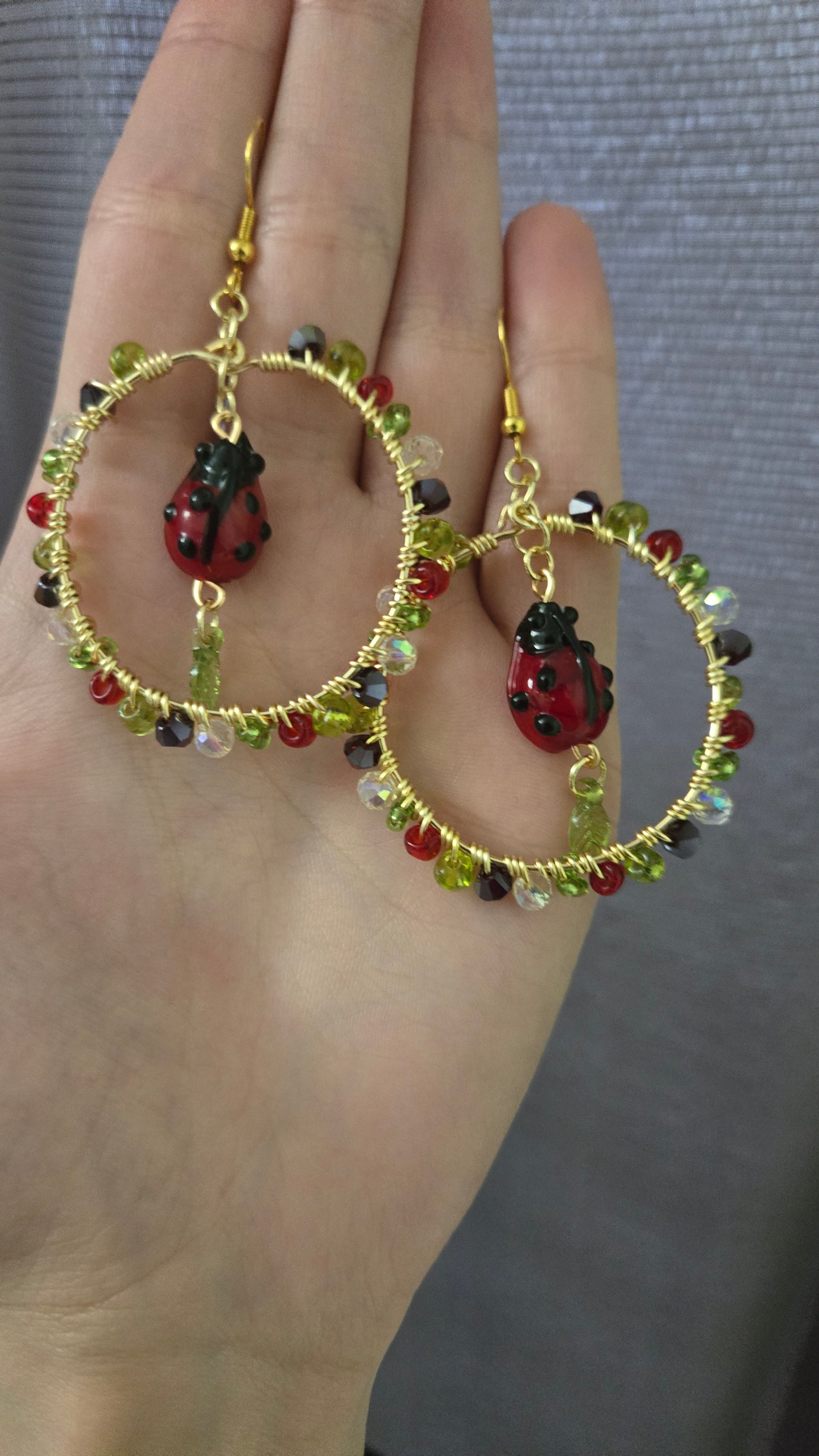 Ladybug Wire-wrapped Earrings