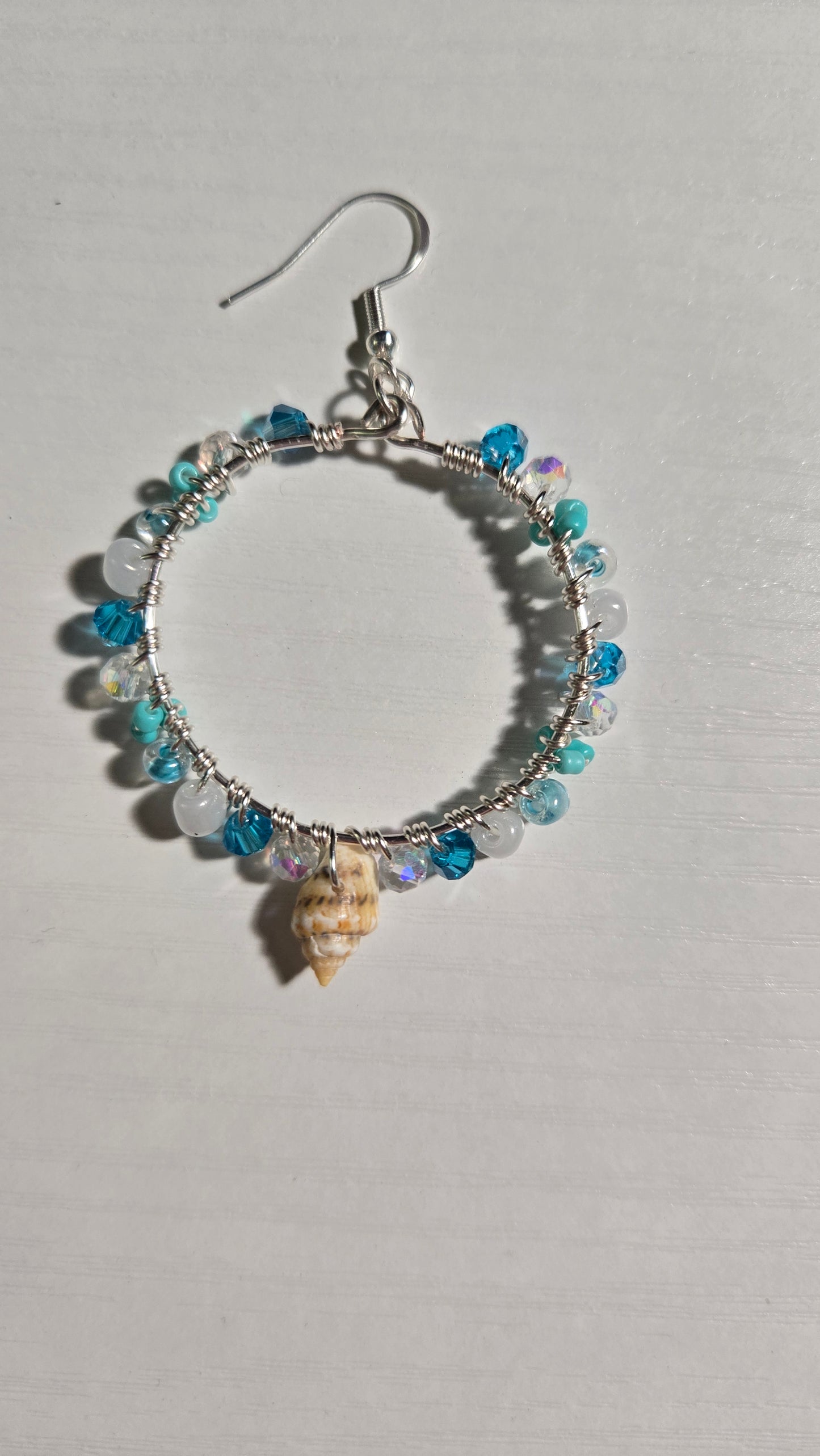 Ocean Blue Seashell Wire-wrapped Earrings