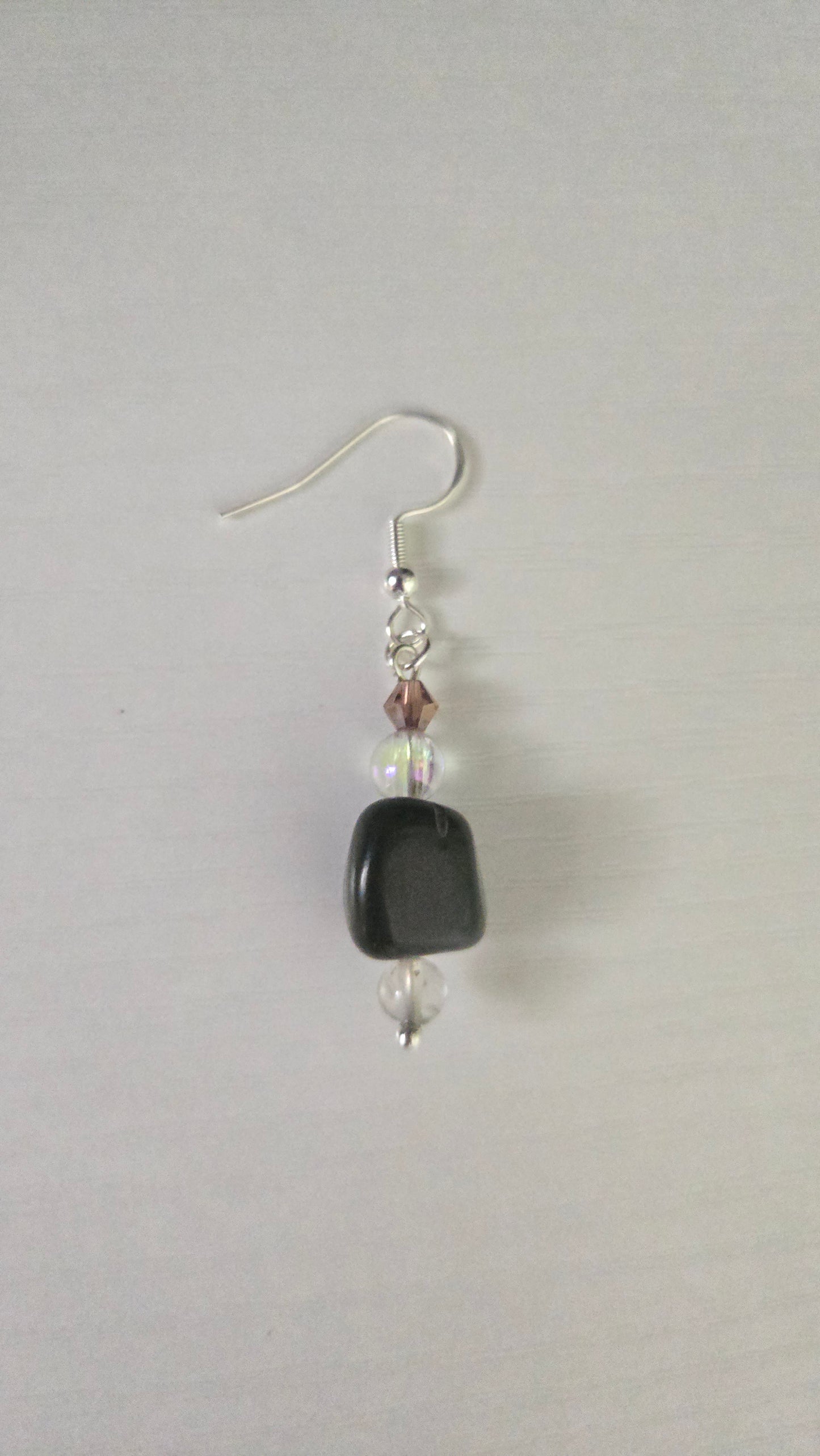 Black and Mauve Stone Simple Earrings