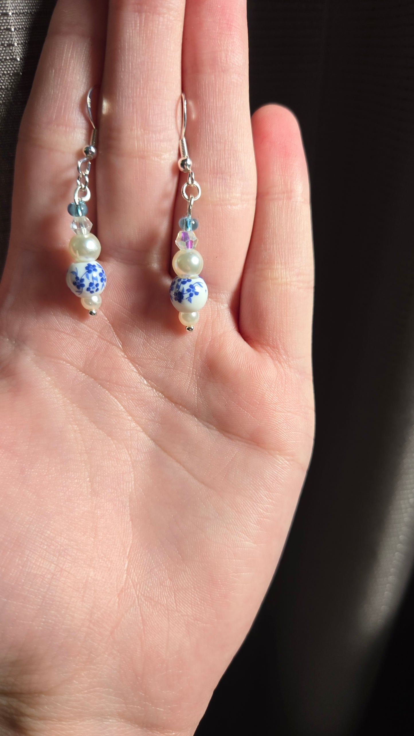Blue Floral Ceramic Simple Earrings