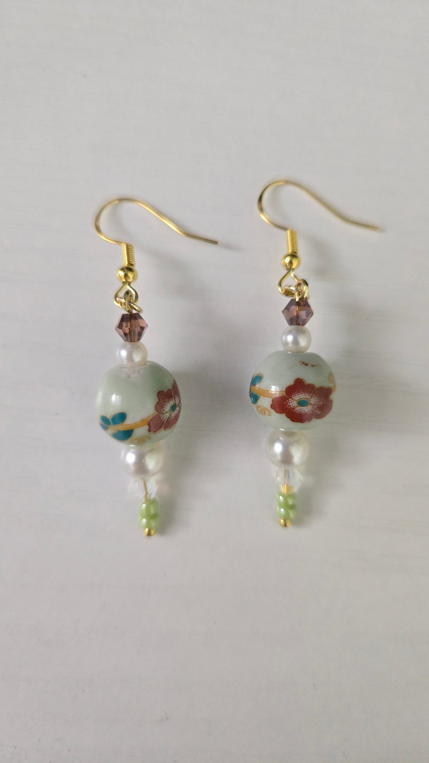 Large Floral Ceramic Colorful Simple Earrings