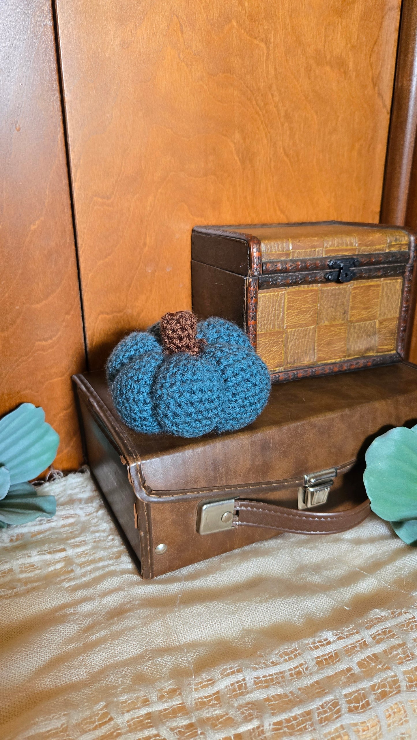 Made To Order Teal Crochet Pumpkin