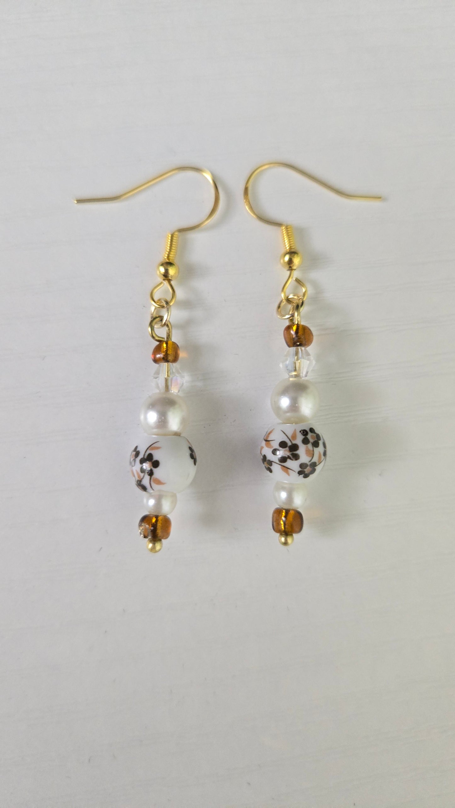 Brown Floral Ceramic Simple Earrings