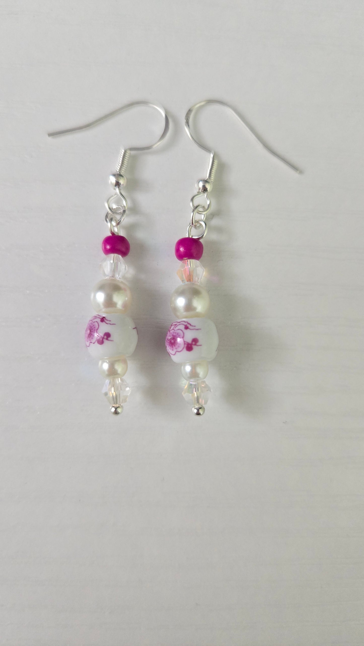 Magenta Ceramic Simple Earrings