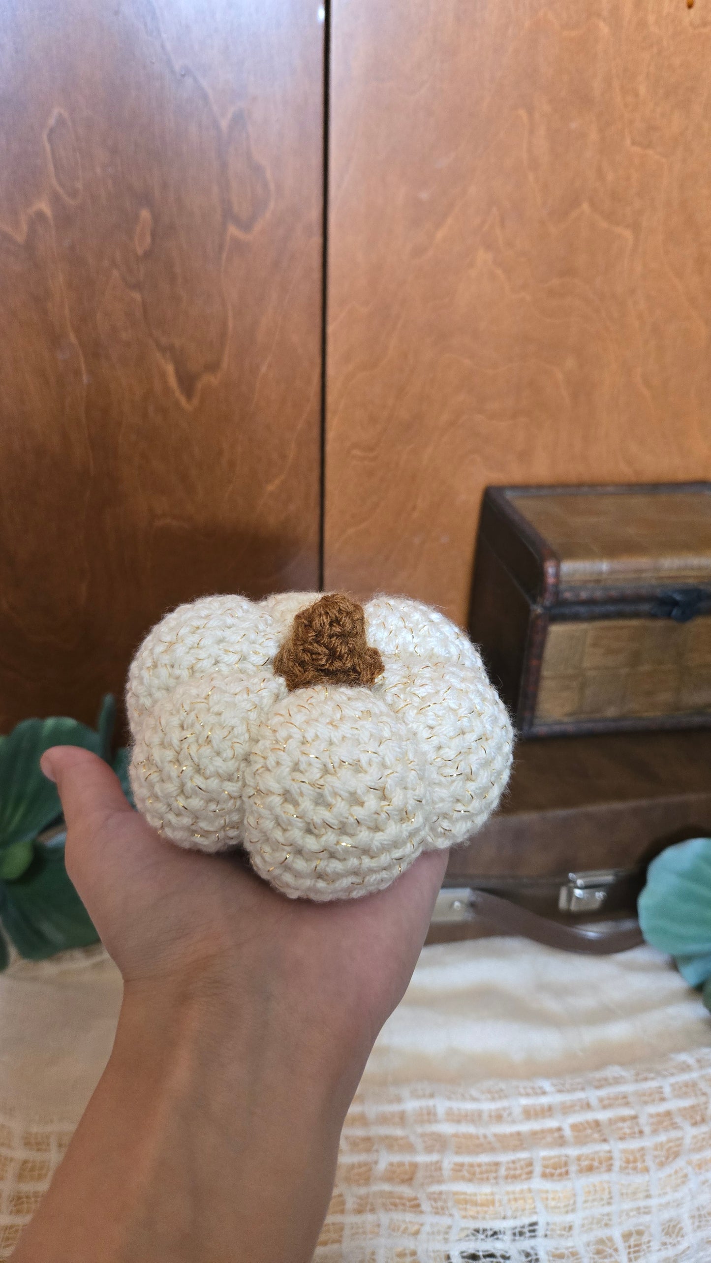 Made To Order Sparkle Ivory Crochet Pumpkins