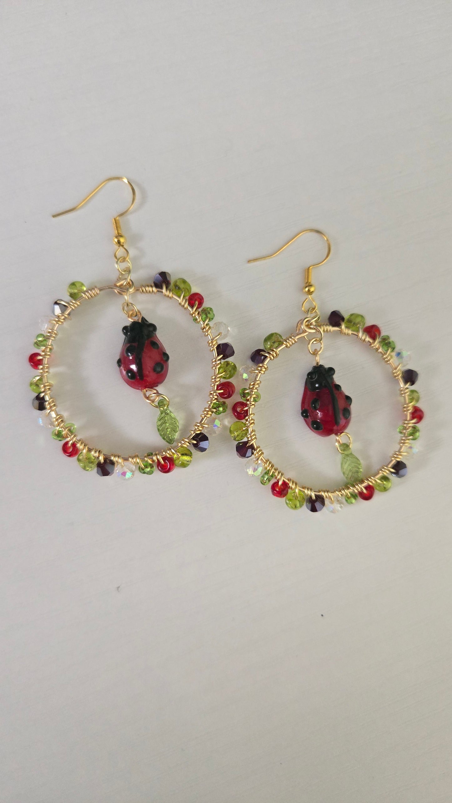 Ladybug Wire-wrapped Earrings