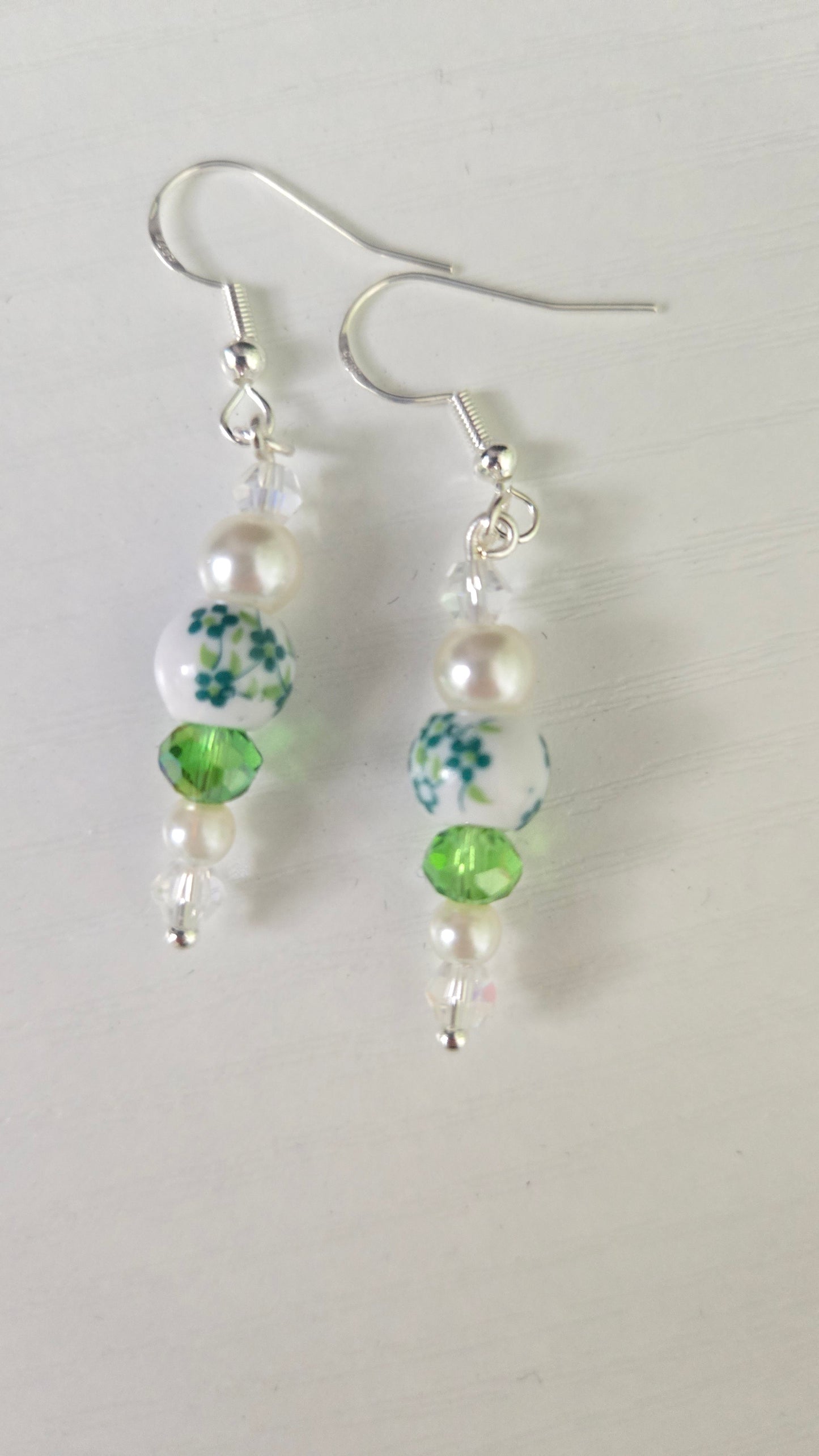 Green Floral Ceramic Simple Earrings
