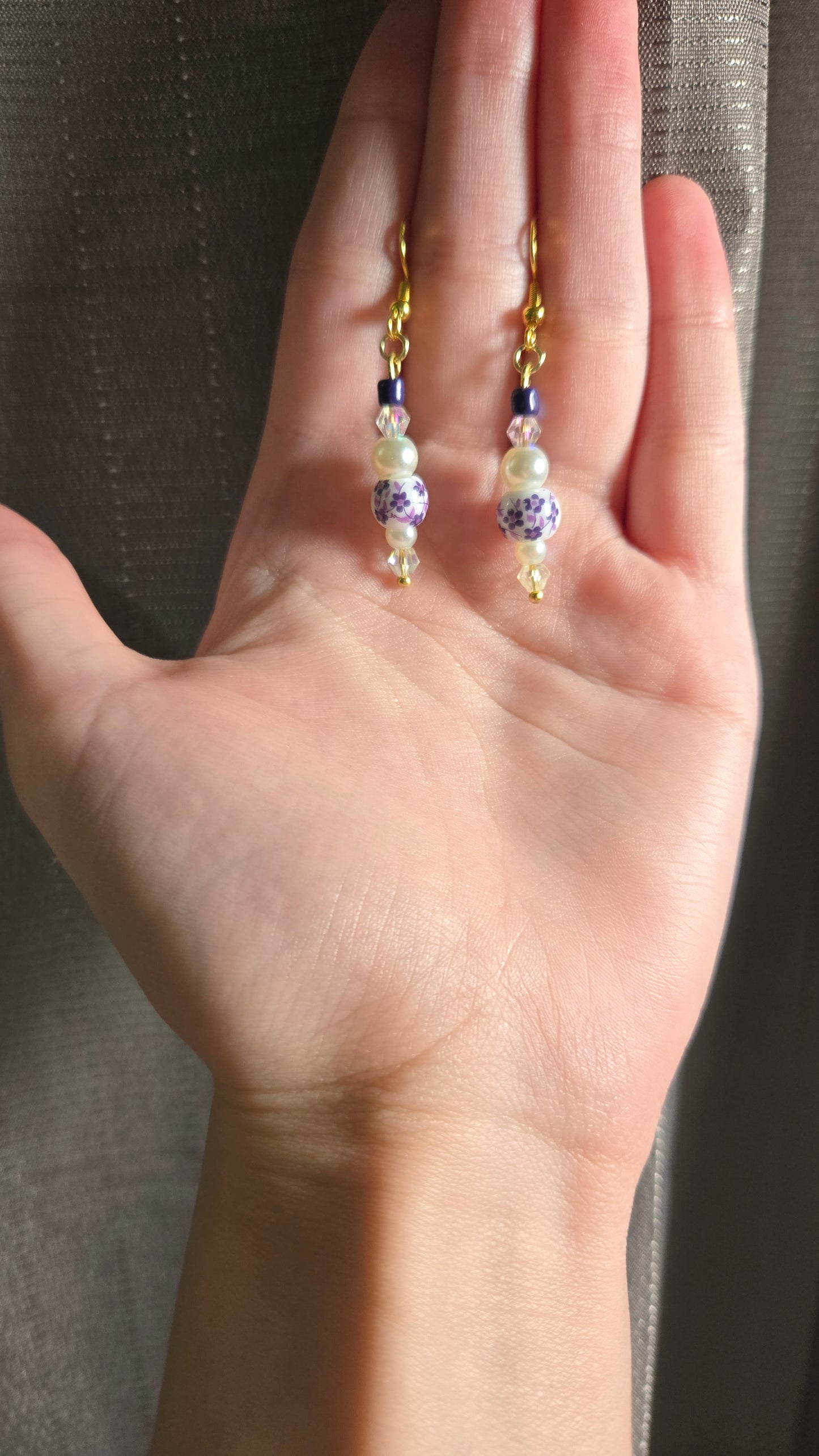 Purple Floral Ceramic Simple Earrings