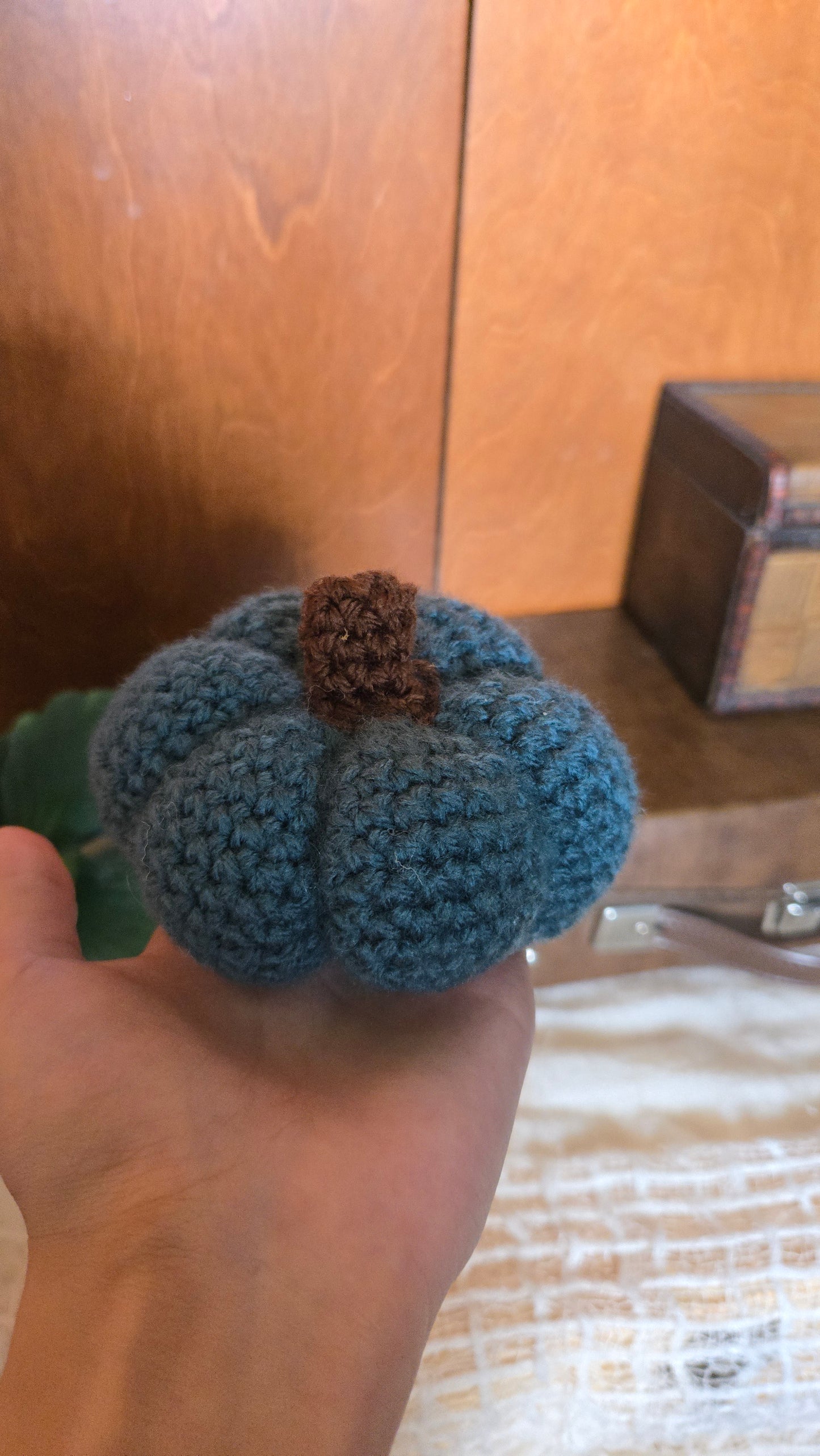 Made To Order Teal Crochet Pumpkin
