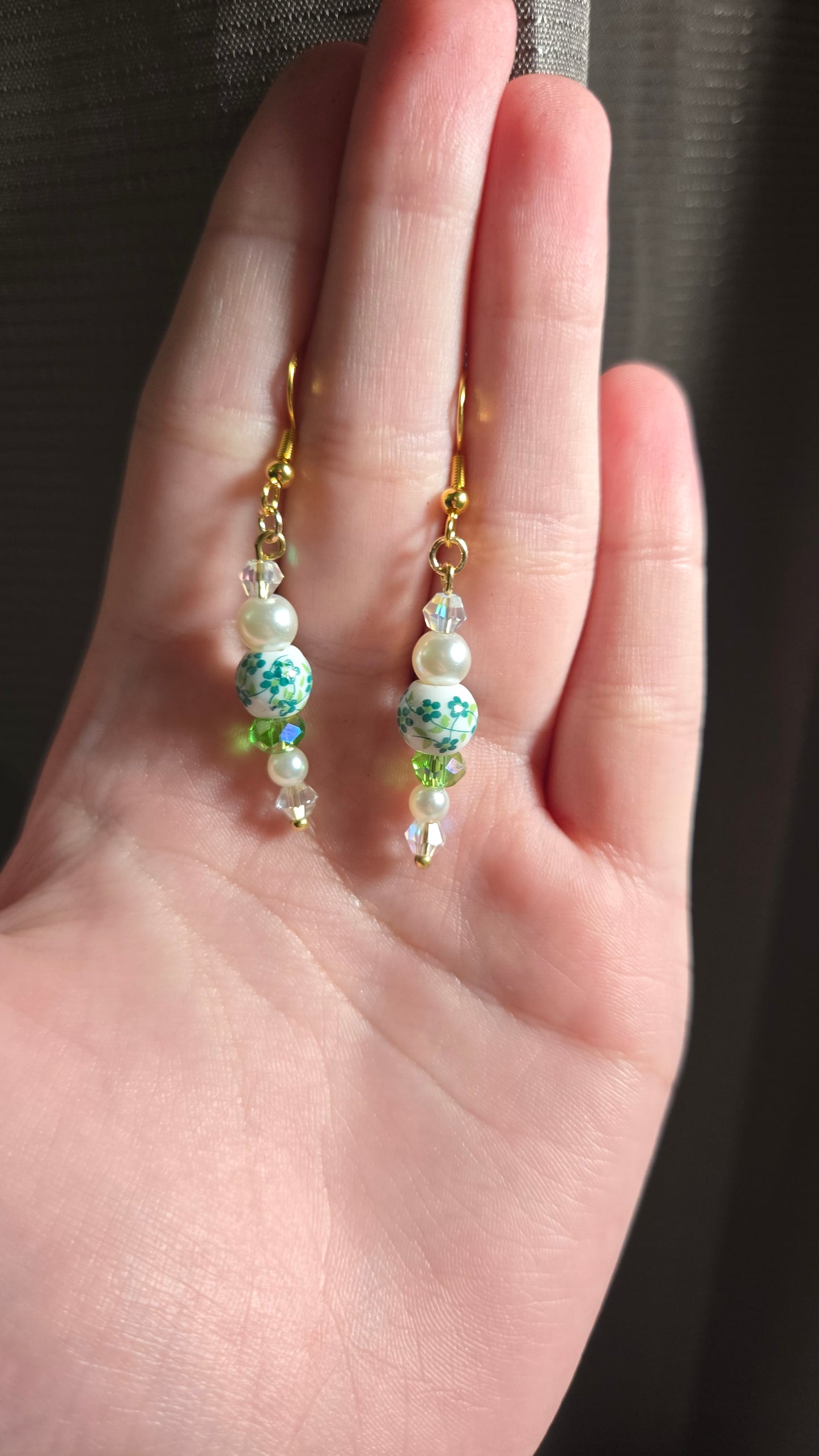 Green Floral Ceramic Simple Earrings