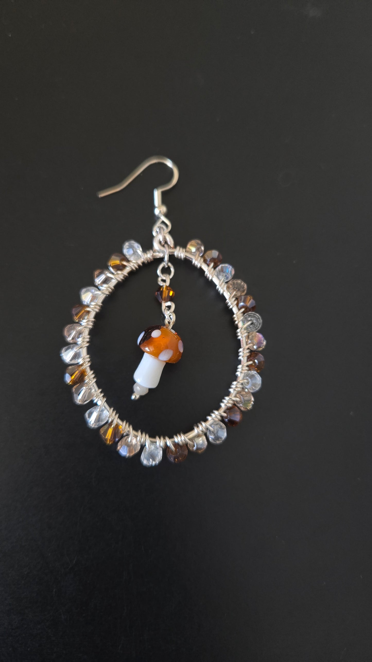 Brown Mushroom Wire-wrapped Earrings