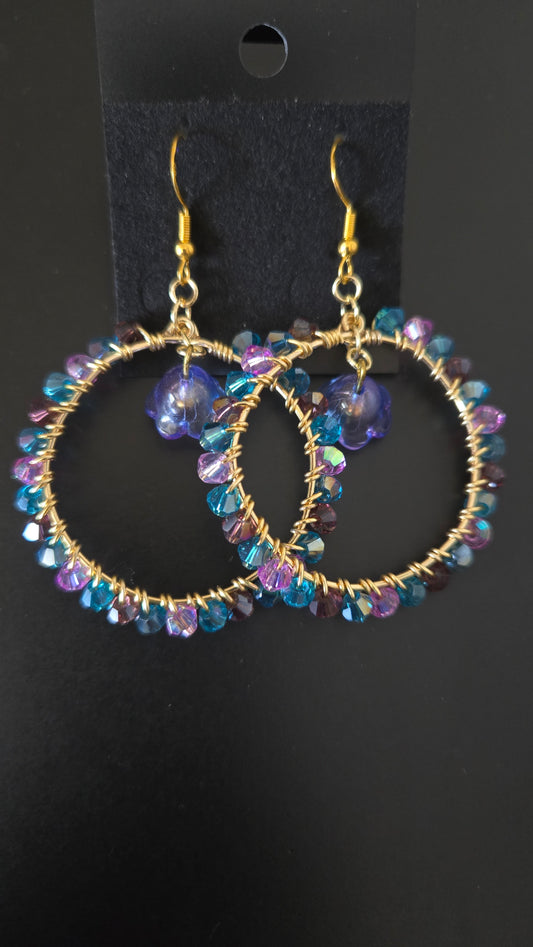 Galaxy Bellflower Wire-wrapped Earrings
