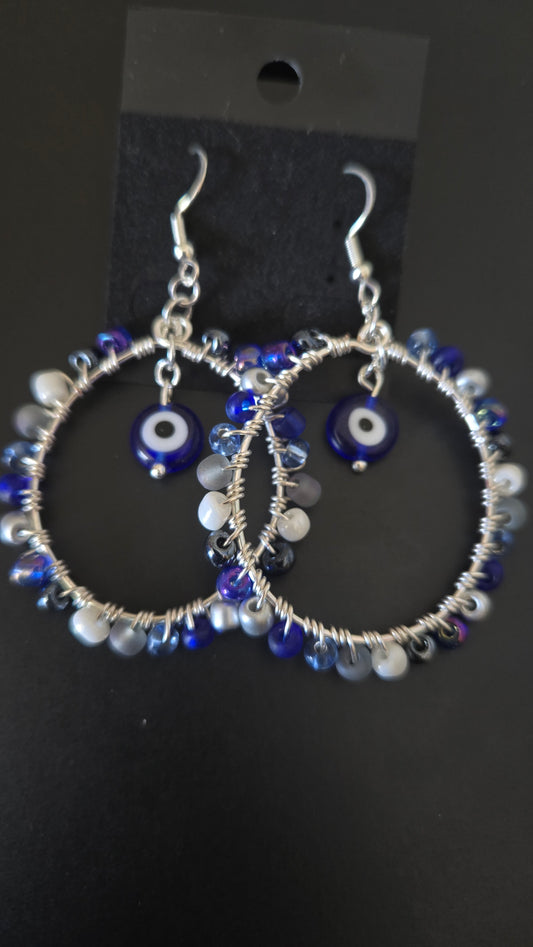 Evil Eye Wire-wrapped Earrings