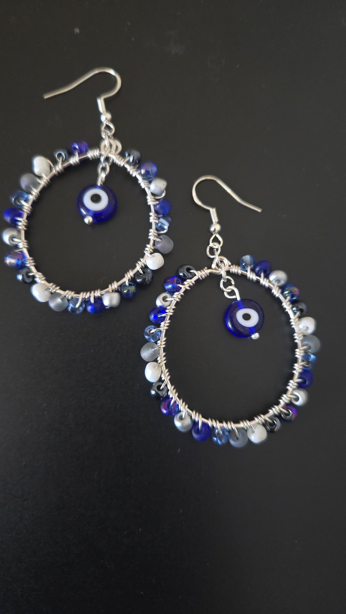 Evil Eye Wire-wrapped Earrings
