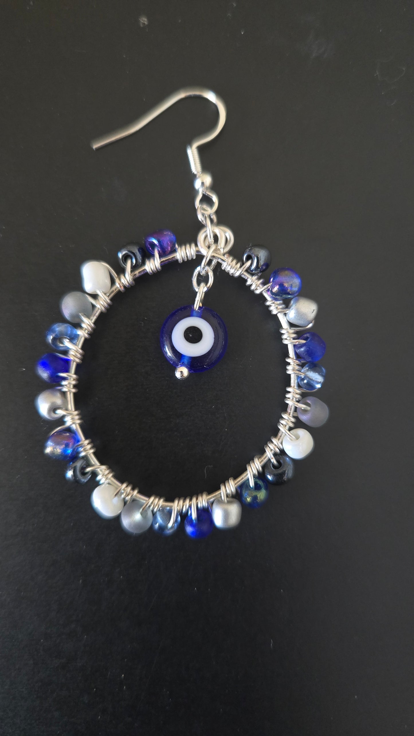 Evil Eye Wire-wrapped Earrings